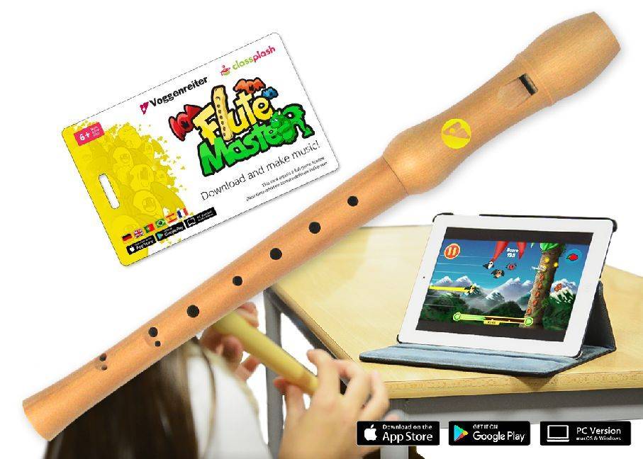Flute Master (App) mit Blockflöte aus Bergahorn (barocke Griffweise) Mit Classplash Card