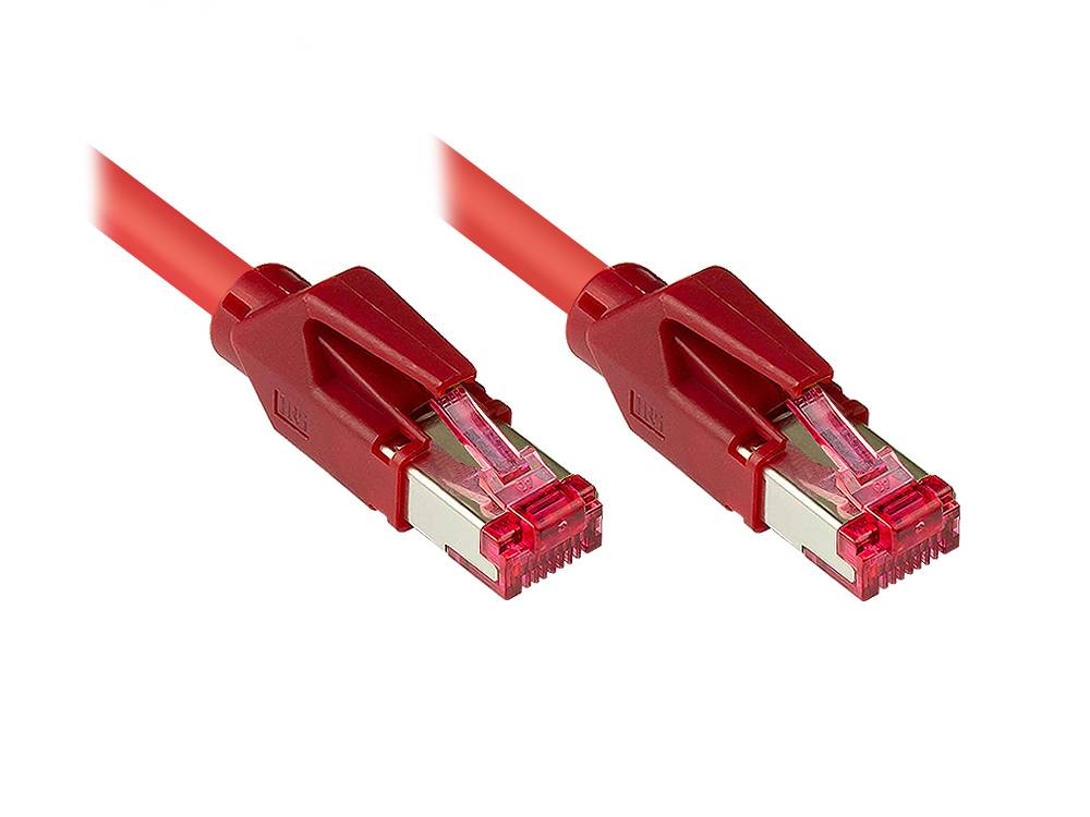 Good Connections® Patchkabel mit Cat. 7 Draka UC900 Rohkabel und Hirose TM21 Stecker, halogenfrei, KUPFER, rot, 2m