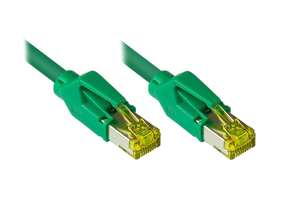 Good Connections® Patchkabel mit Cat. 7 Draka UC900 Rohkabel und Hirose TM21 Stecker, halogenfrei, KUPFER, grün, 1m