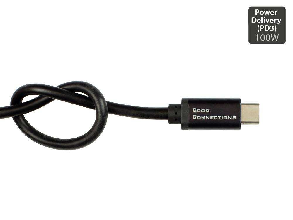 Good Connections® USB-C™ SmartFLEX Lade- und Datenkabel mit Power Delivery (PD3) 100W, USB 2.0, 5A E-Marker, schwarz, 1m