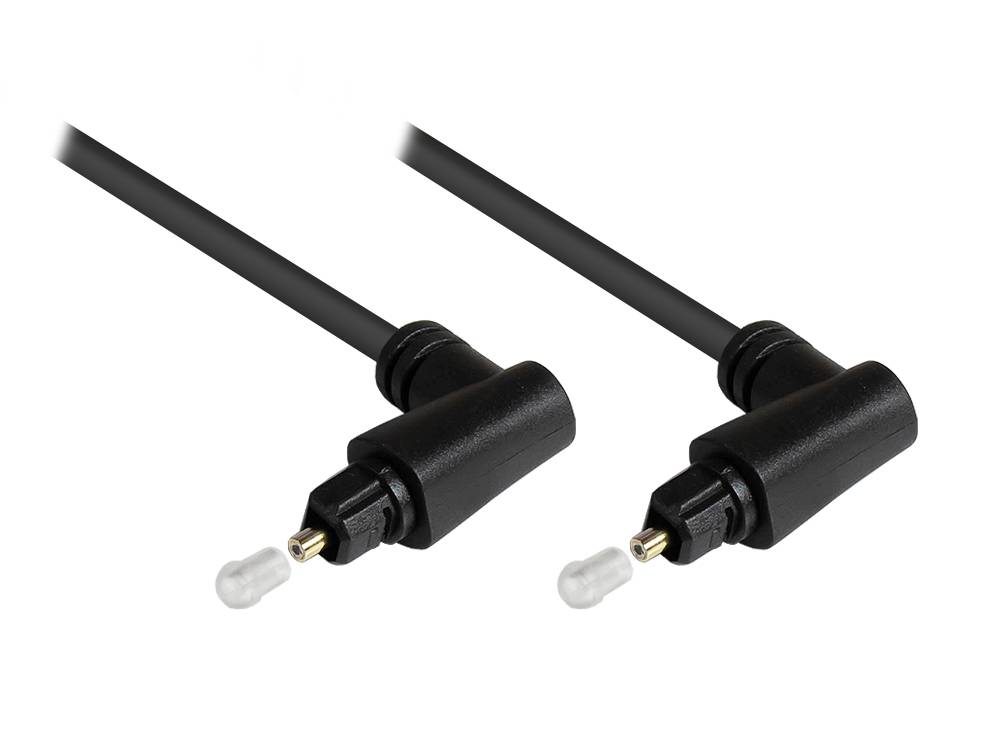 Good Connections® Anschlusskabel Toslink Stecker 90° gewinkelt an Stecker 90° gewinkelt, Ø 4mm, schwarz, 1m