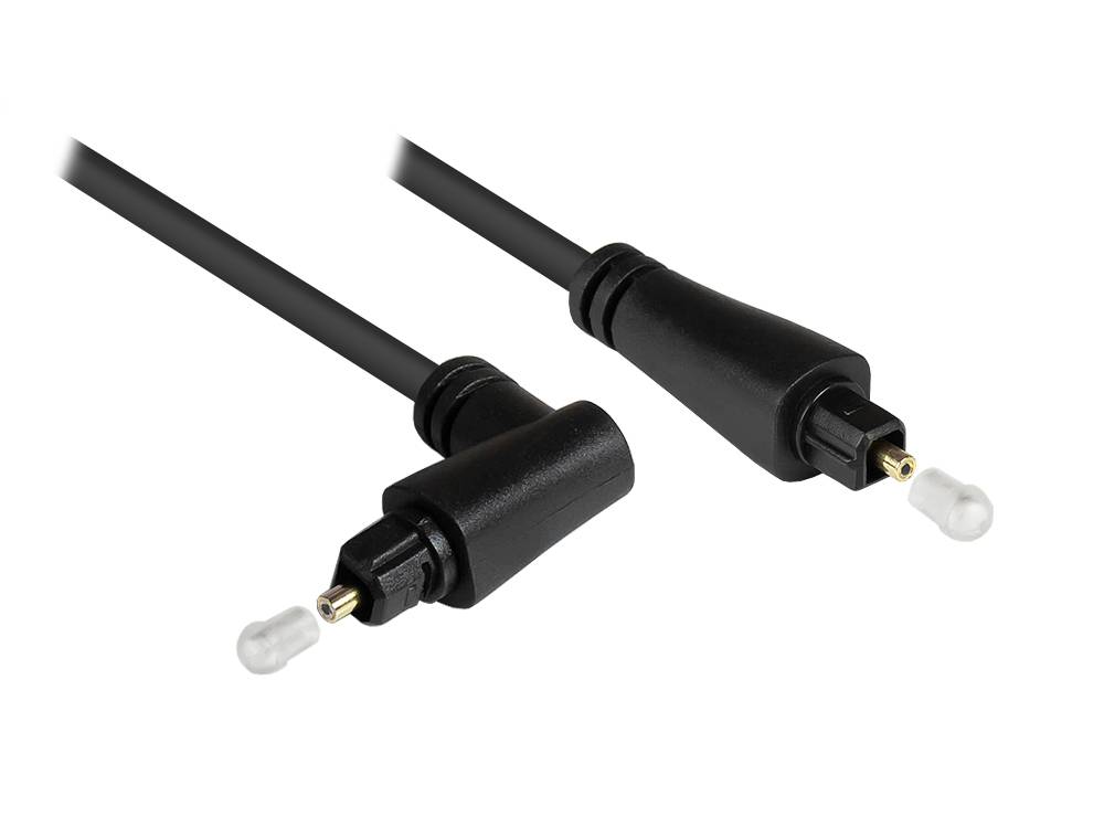 Good Connections® Anschlusskabel Toslink Stecker an Stecker 90°, Ø 4mm, schwarz, 2m
