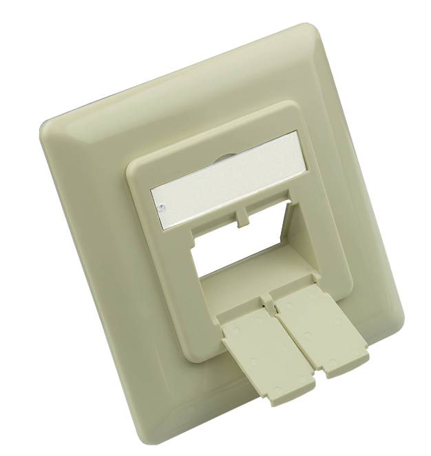 Good Connections Zentralstück 50x50mm inkl. Abdeckrahmen 80x80mm für Netzwerkdosen perlweiß RAL1013