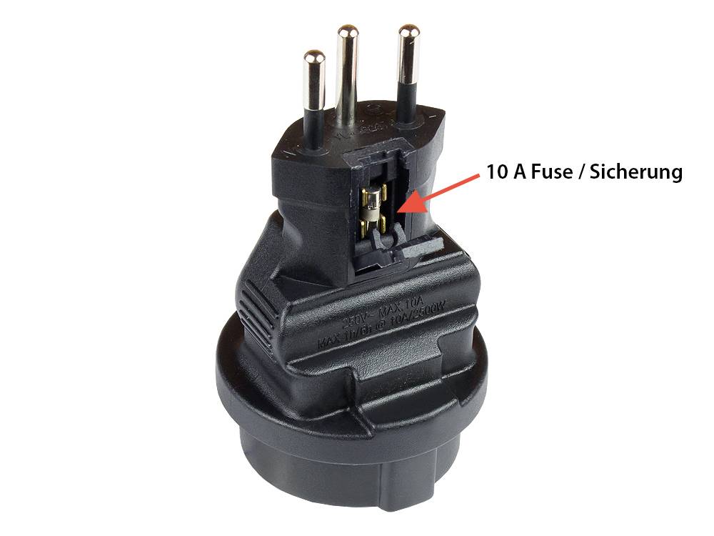 Kabelmeister® Stromadapter Schweiz Netz-Stecker (SEV1011, gerade) an Schutzkontakt-Buchse Typ F, SEV, schwarz