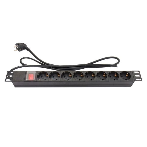 Kabelmeister® 19" Steckdosenleiste, 1HE, Schutzkontakt-Stecker an 8x Schutzkontakt-Buchse, mit Schalter, schwarz, Kabelmeister® 19" Steckdosenleiste, 1HE, Schutzkontakt-Stecker an 8x Schutzkontakt-Buchse, mit Schalter, schwarz,