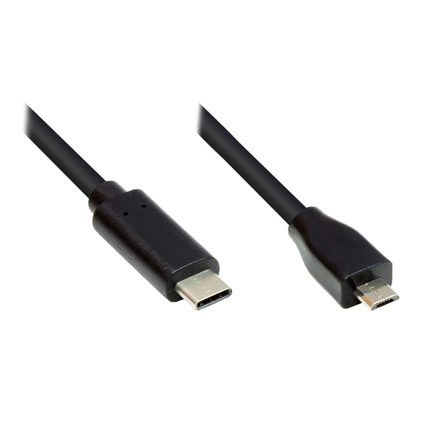 Kabelmeister® Anschlusskabel USB 2.0, USB-C™ Stecker an USB 2.0 Micro B Stecker, CU, schwarz, 5m Kabelmeister® Anschlusskabel USB 2.0, USB-C™ Stecker an USB 2.0 Micro B Stecker, CU, schwarz, 5m