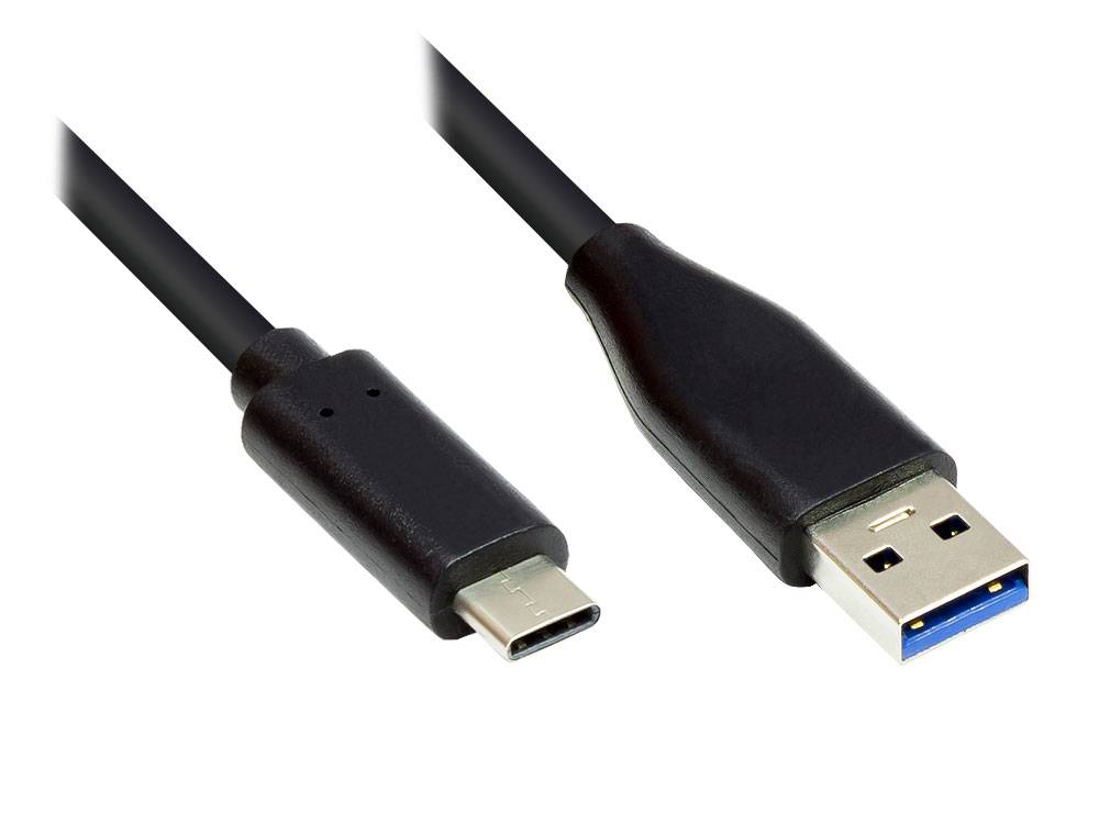 Kabelmeister® Anschlusskabel USB 3.0, USB-C™ Stecker an USB 3.0 A Stecker, CU, schwarz, 2m