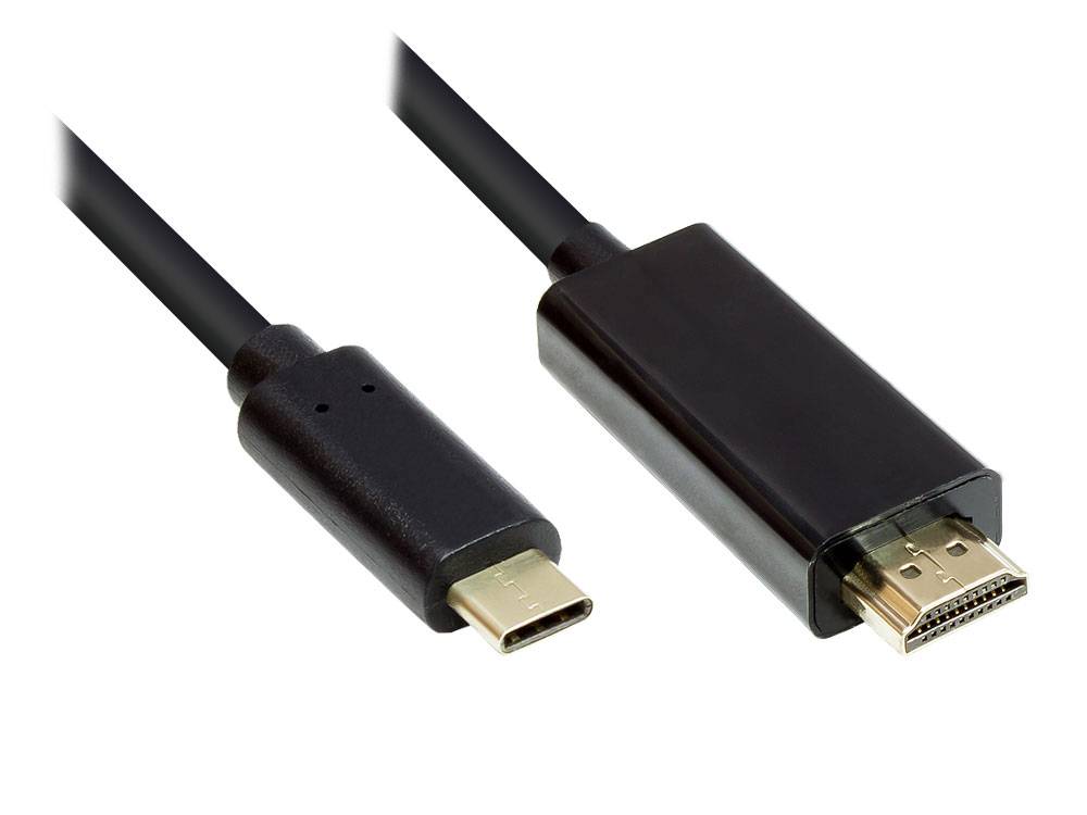 Kabelmeister® Adapterkabel USB-C™ Stecker an HDMI 2.0 Stecker, 4K / UHD @60Hz, CU, schwarz, 2m