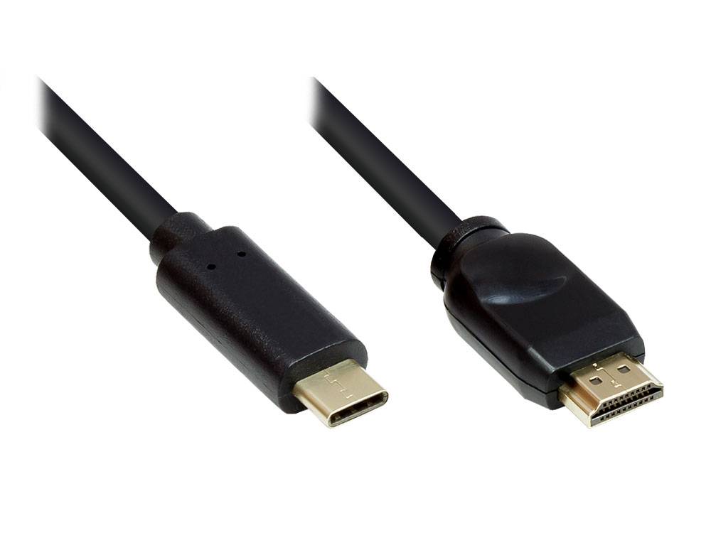 Kabelmeister® Adapterkabel USB-C™ Stecker an HDMI 2.0 Stecker, 4K / UHD @60Hz, CU, schwarz, 5m