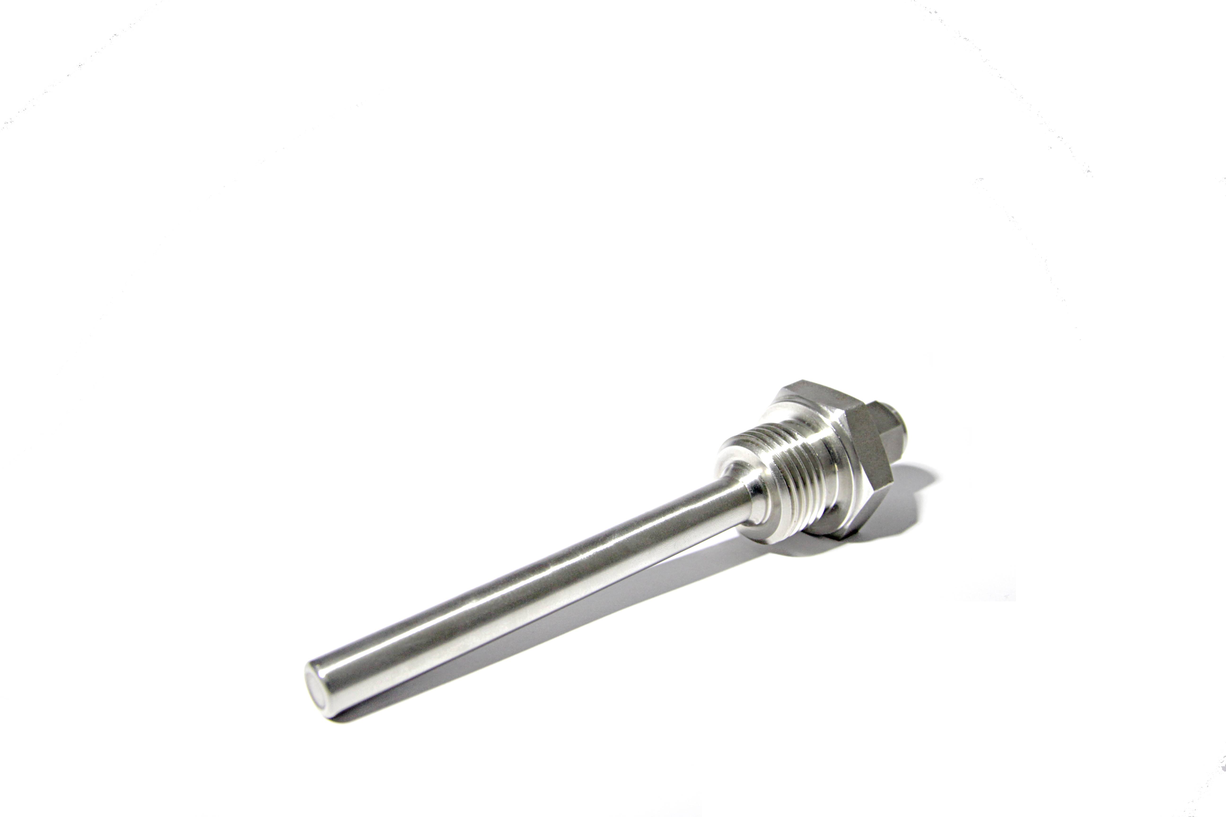 Tauchhülse inkl. Klemmverschraubung / Einbaulänge 120mm / G1/2" Einschraubgewinde / Außendurchm. 8mm / Innendurchm. 6,2mm / Edelstahl 1.4401