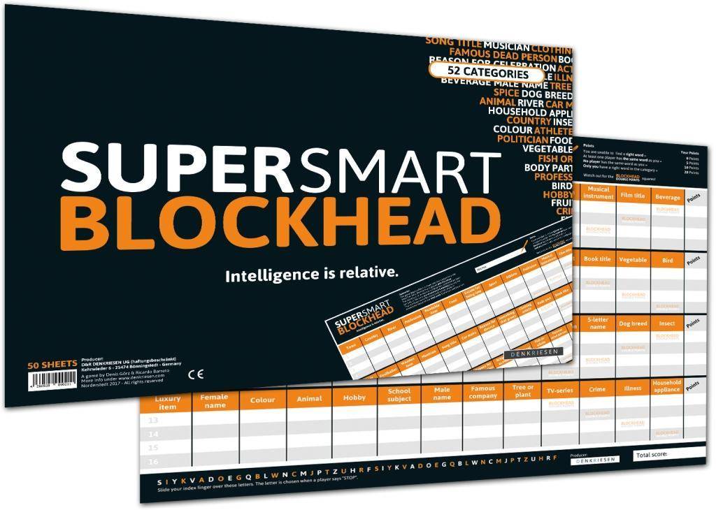 Denkriesen - Super Smart Blockhead - XXL - Intelligence is realtive. (Spiel) 52 categories