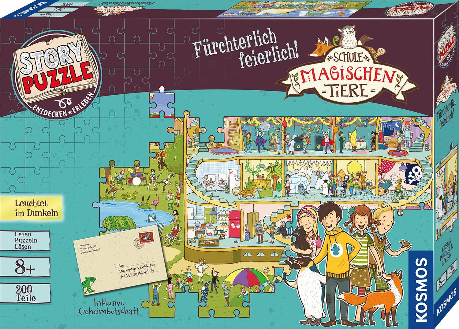 KOSMOS 698690 - Schule der magischen Tiere, Fürchterlich feierlich, Story Puzzle, 200 Teile Kinderspiel