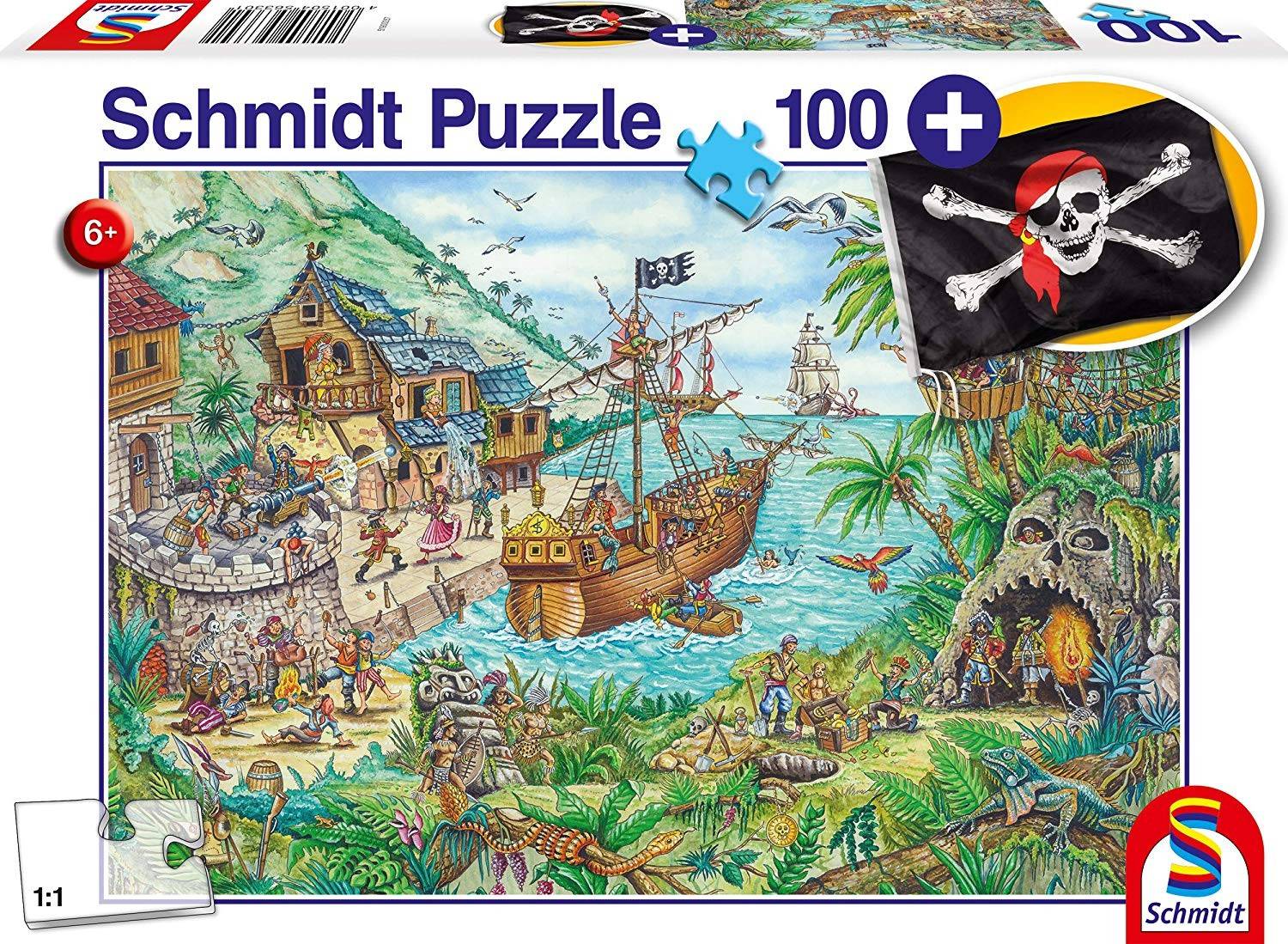 Schmidt 56330 - In der Piratenbucht, inklusive Piratenflagge, Puzzle, 100 Teile Mit Flagge