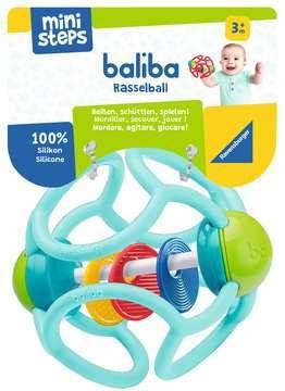 Ravensburger 04153 - ministeps® baliba Rasselball, Beißring, Greifball, türkis Der klappernde Beiß- und Greifball - Fürs allererste Zahnen, Baby-