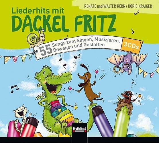Liederhits mit Dackel Fritz, 3 Audio-CD 55 Songs zum Singen, Musizieren, Bewegen und Gestalten