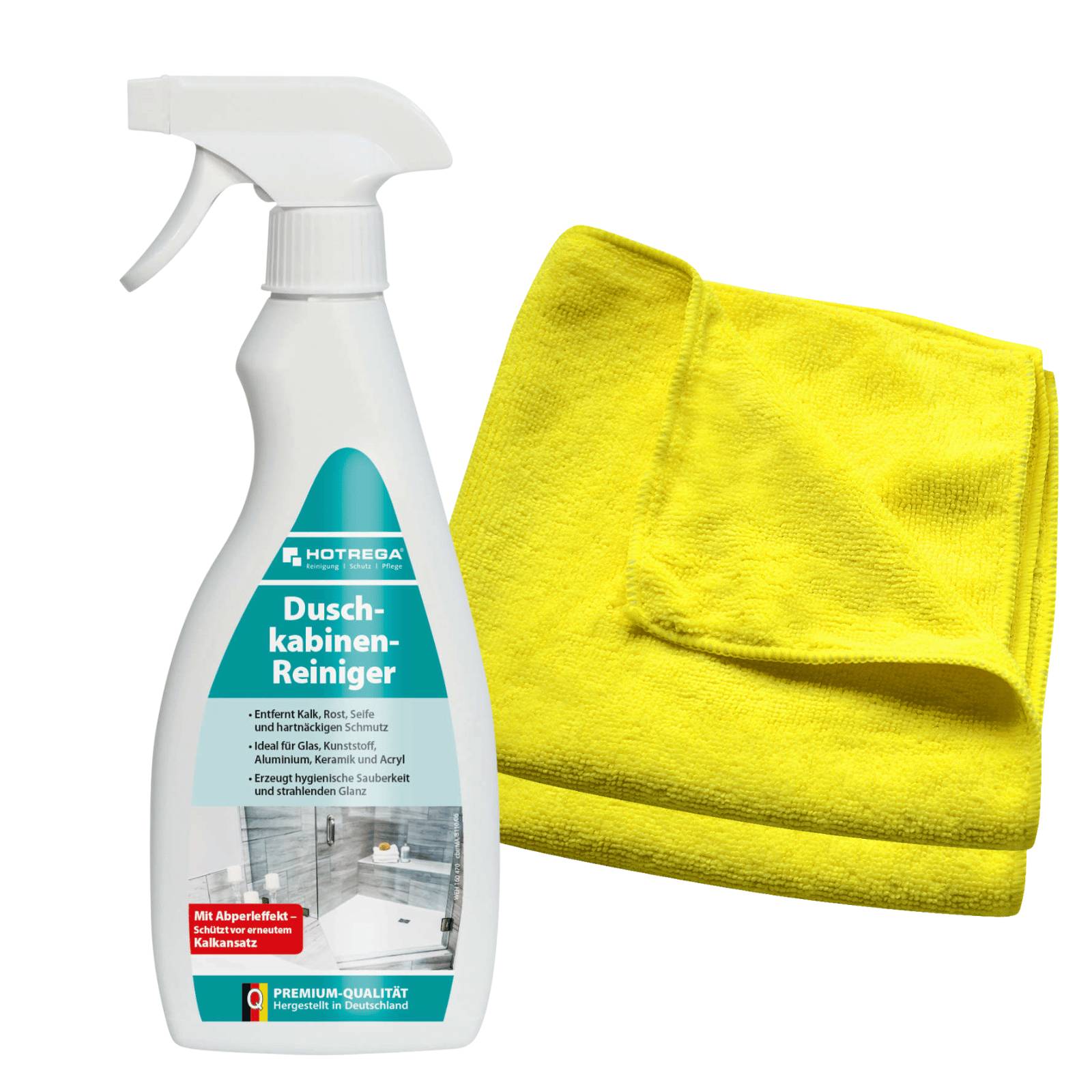 Reinigungssprayflaschezeichnet mit „Dusch-kabinen-Reiniger