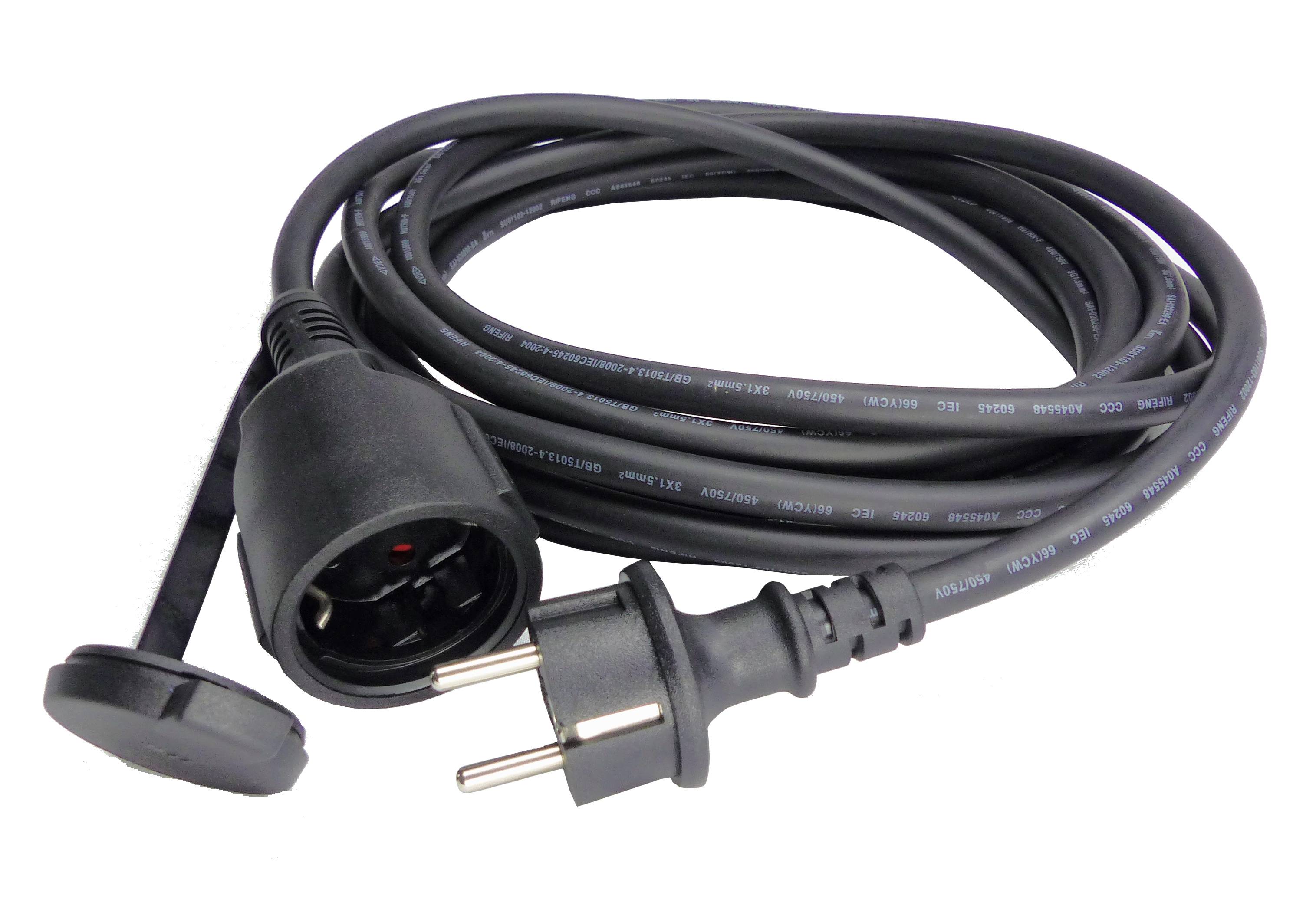 WDH Schuko-Verlängerungskabel H07RN-F 3G – für innen & außen – 5 Meter Länge