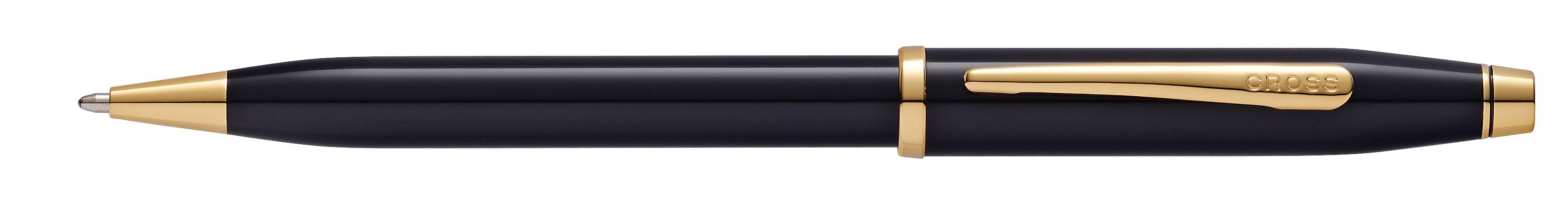Kugelschreiber Cross Century II Schwarzlack mit 23 Kt. gold in Geschenkbox