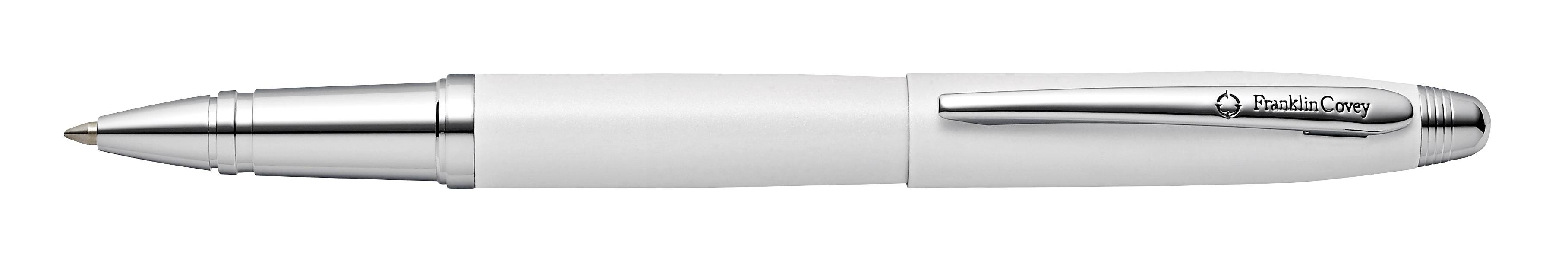 Rollerball Franklin Covey Weißlack mit Chrombeschlägen in Self Serve