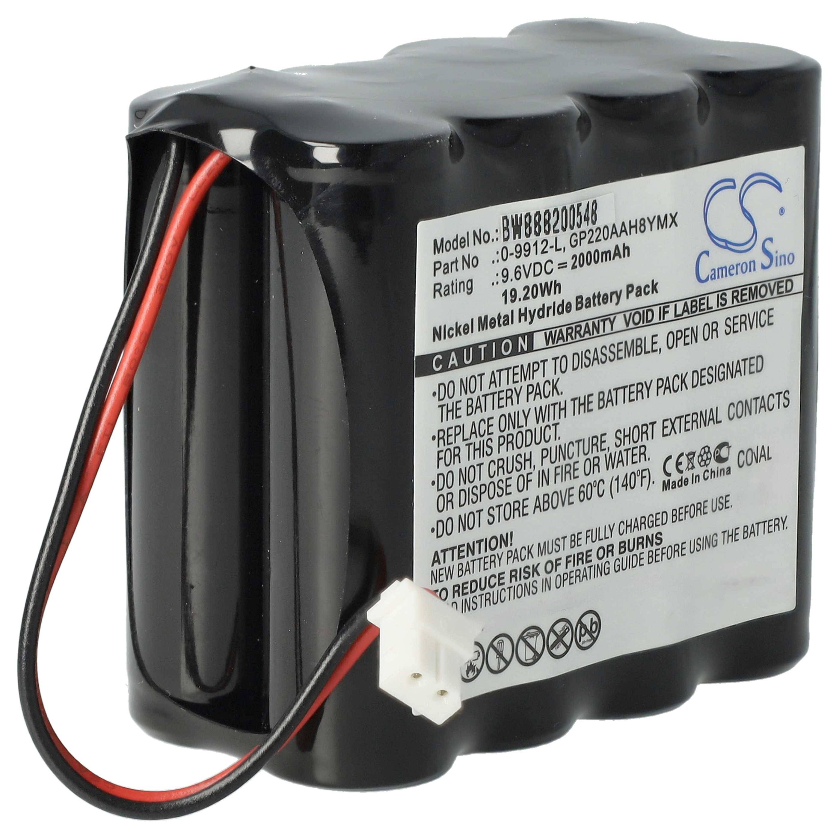 vhbw Akku kompatibel mit Visonic 0-100459, 0-5466-8, 0-100605, 0-100535, 0-100498 Alarmanlage, Alarmsystem (2000 mAh, 9,6 V, NiMH)