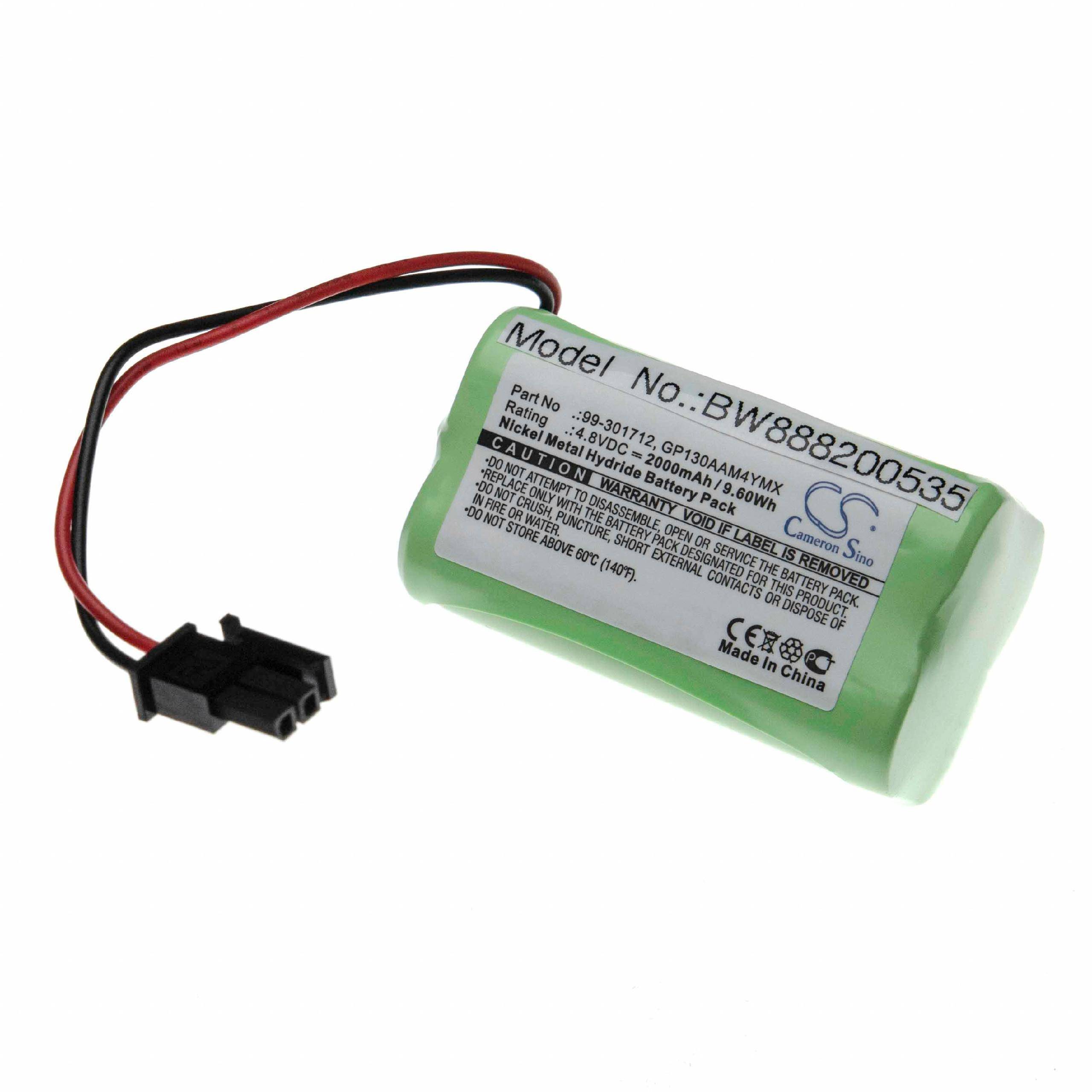 vhbw Akku kompatibel mit Visonic PowerMaster 10, Powermax 99-301712, Powermax Express Alarmanlage, Alarmsystem (2000 mAh, 4,8 V, NiMH)