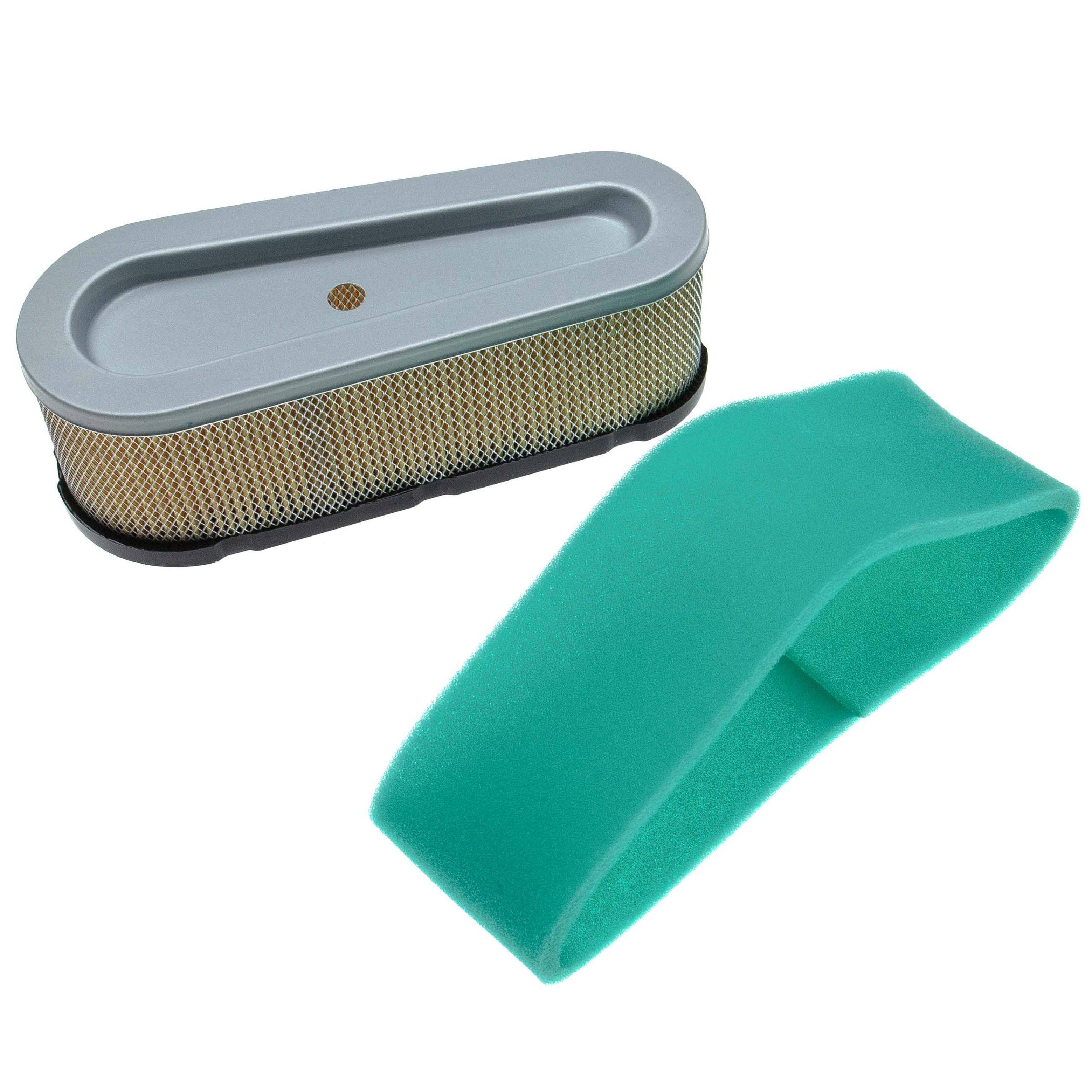 vhbw Filterset kompatibel mit Briggs & Stratton 28B707-1139-E1 | Motor für Rasentraktor - 2-tlg. Filter-Set 1x Schaumfilter, 1x Papierfilter