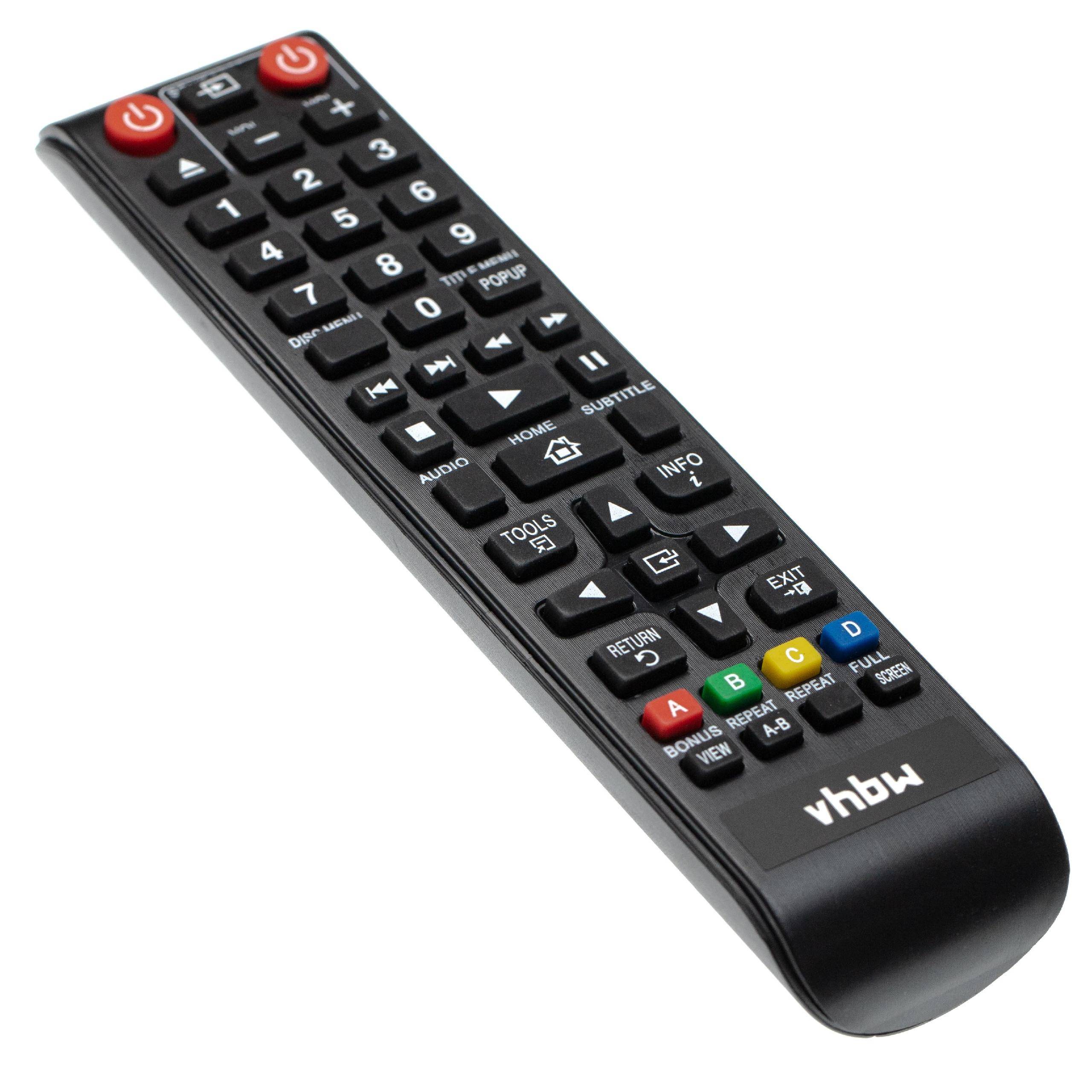 vhbw Fernbedienung kompatibel mit Samsung BD-F5100/ZX, BDF5100ZA, BDF5100/ZX, BDF5100/ZF, BD-F5100/ZF Blu-Ray Disc Player - Ersatzfernbedienung
