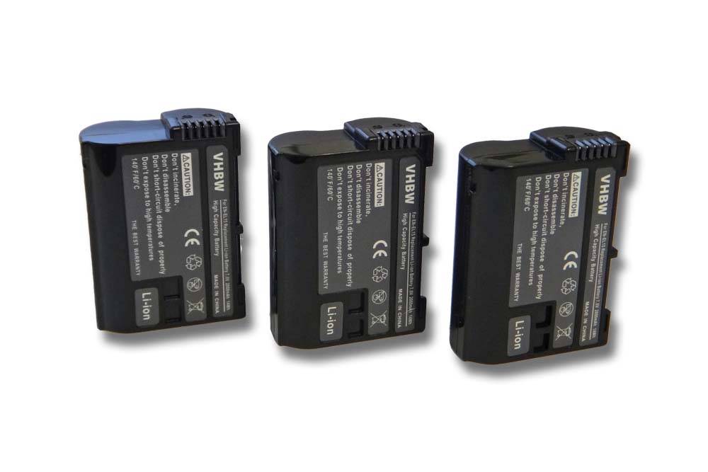 vhbw 3x Akku kompatibel mit Nikon MH-25a, WT-7 Kamera (2000 mAh, 7 V, Li-Ion), Infochip