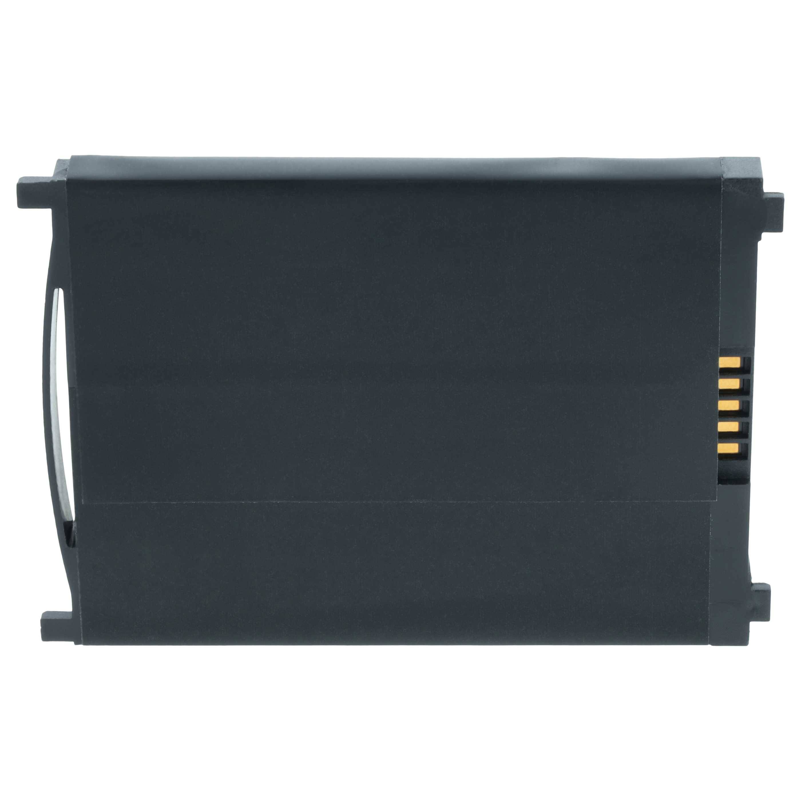 Schwarzes rechteckiges Batteriepack mit seitlichem Griff und vergoldeten Kontaktterminals.