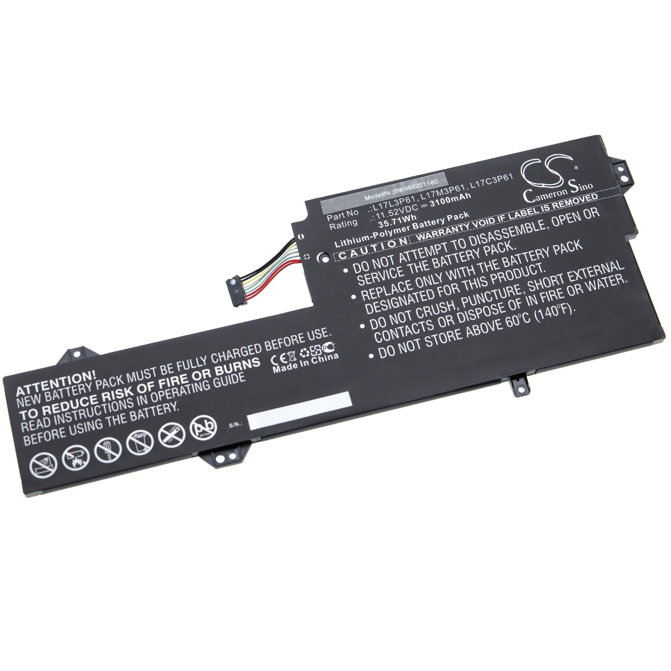vhbw Akku kompatibel mit Lenovo V530s-14 i5-8250U/8G/512GB, V530s-14 i7-8550U/8GB/256GB Notebook (3100 mAh, 11,52 V, Li-Polymer)