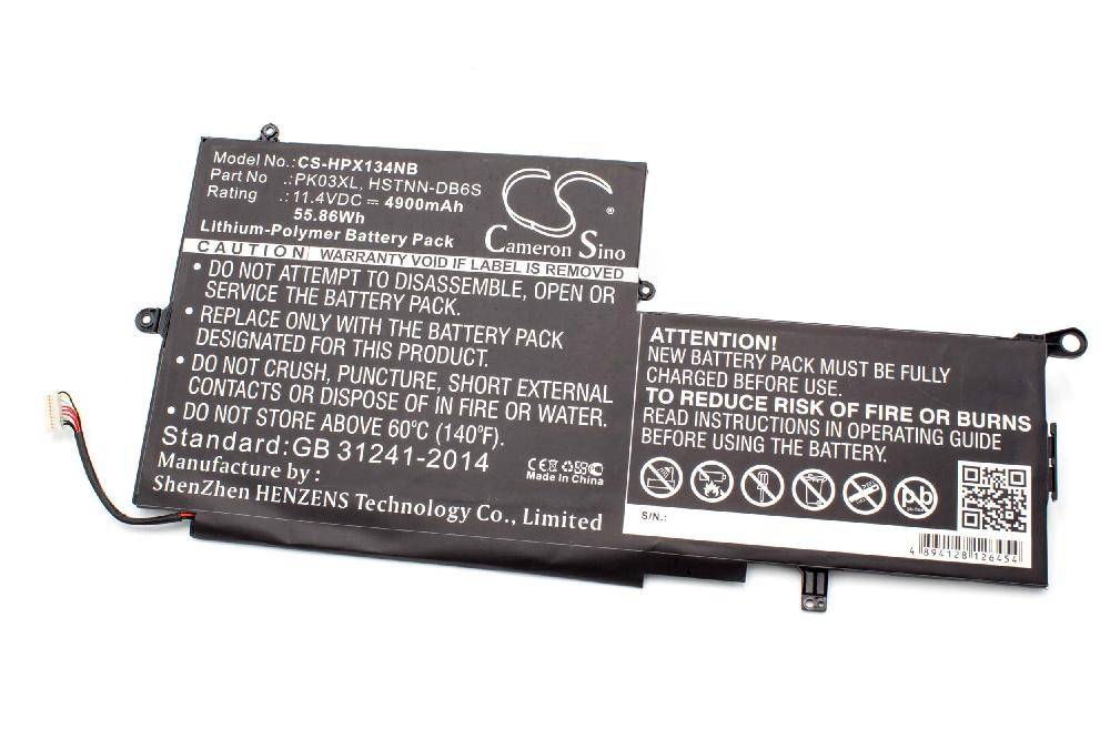 vhbw Akku kompatibel mit HP Spectre Pro x360 G2(X1F38UP), x360 G2(X3E70PA) Notebook (4900mAh, 11,4V, Li-Polymer)