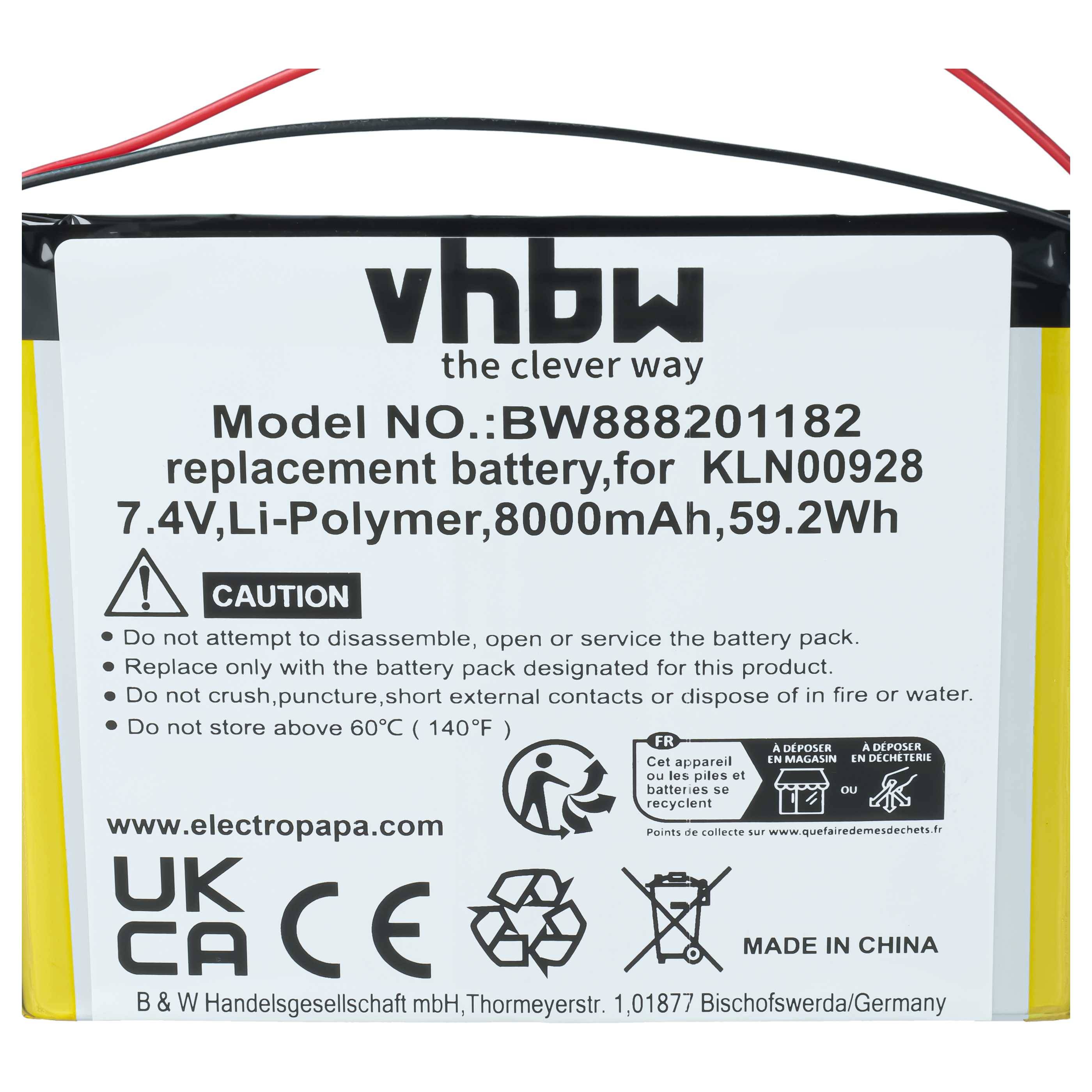 vhbw Akku Ersatz für Trimble KLN00928 | für Messgerät (8000 mAh, 7,4 V, Li-Polymer)
