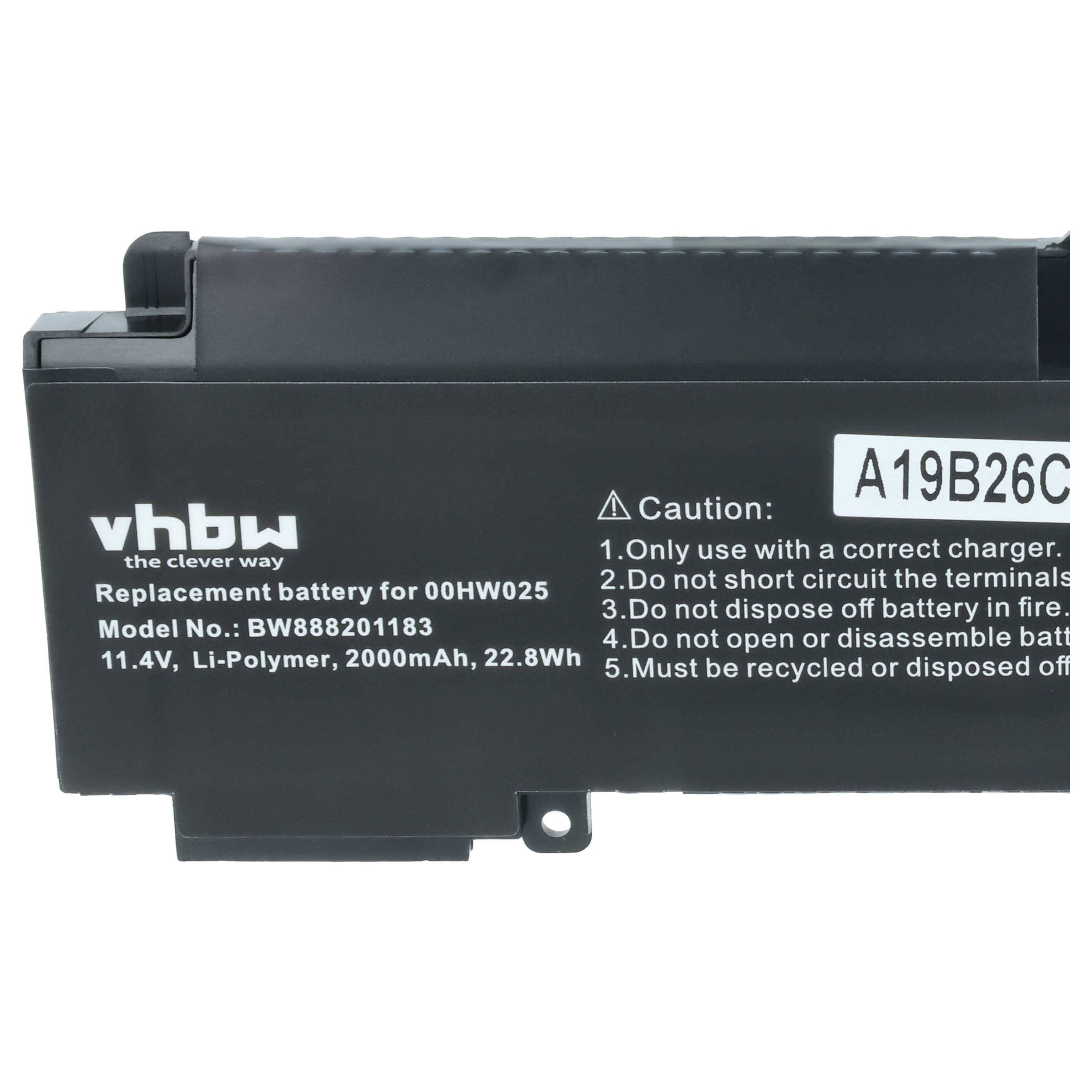 vhbw Akku kompatibel mit Lenovo ThinkPad T460s 20F90055, T460s 20F90054, T460s 20F90053 Notebook (2000 mAh, 11,4 V, Li-Polymer)