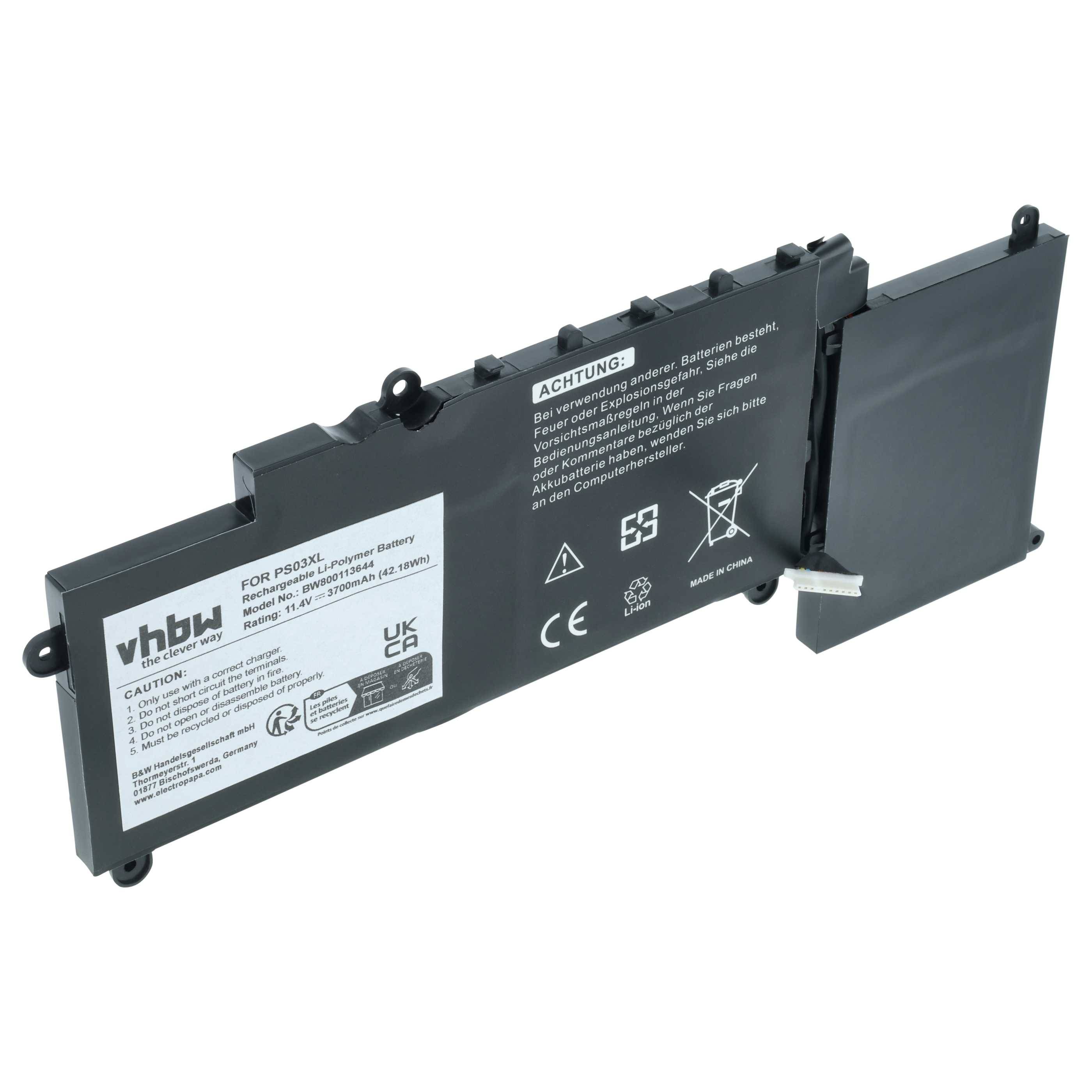 vhbw Akku kompatibel mit HP Stream 11-R008TU, 11-R010NR, 11-R050SA, 11-R000NG, 11-R007TU Notebook (3700 mAh, 11,4 V, Li-Polymer)