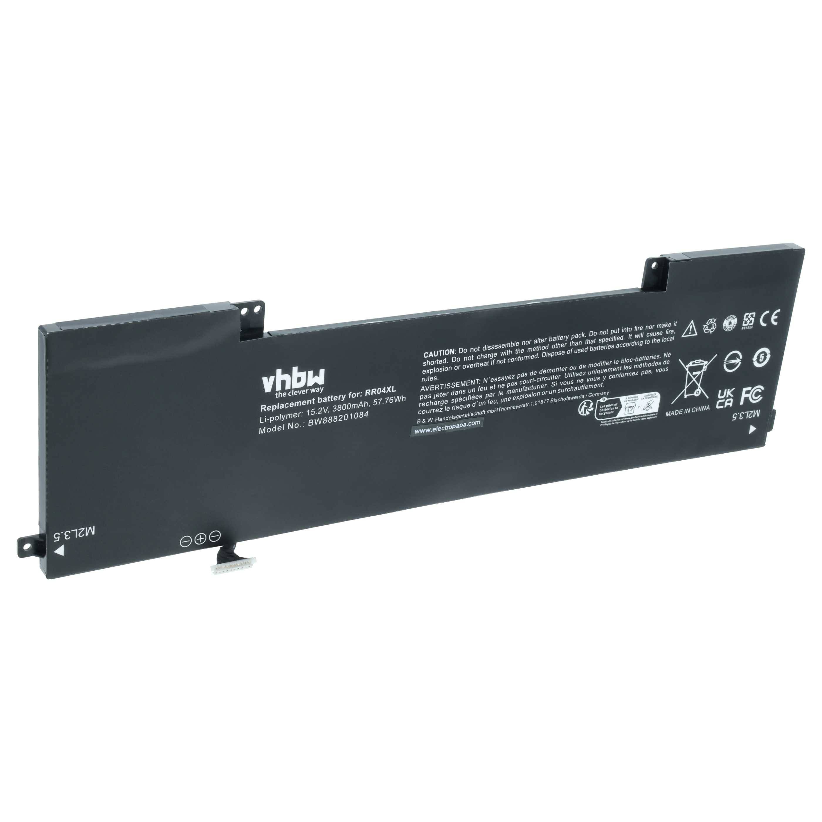 vhbw Akku kompatibel mit HP Omen 15-5251UR-P0U03EA, 15-5252NL-T9R08EA, 15-5253NL Notebook (3800 mAh, 15,2 V, Li-Ion)