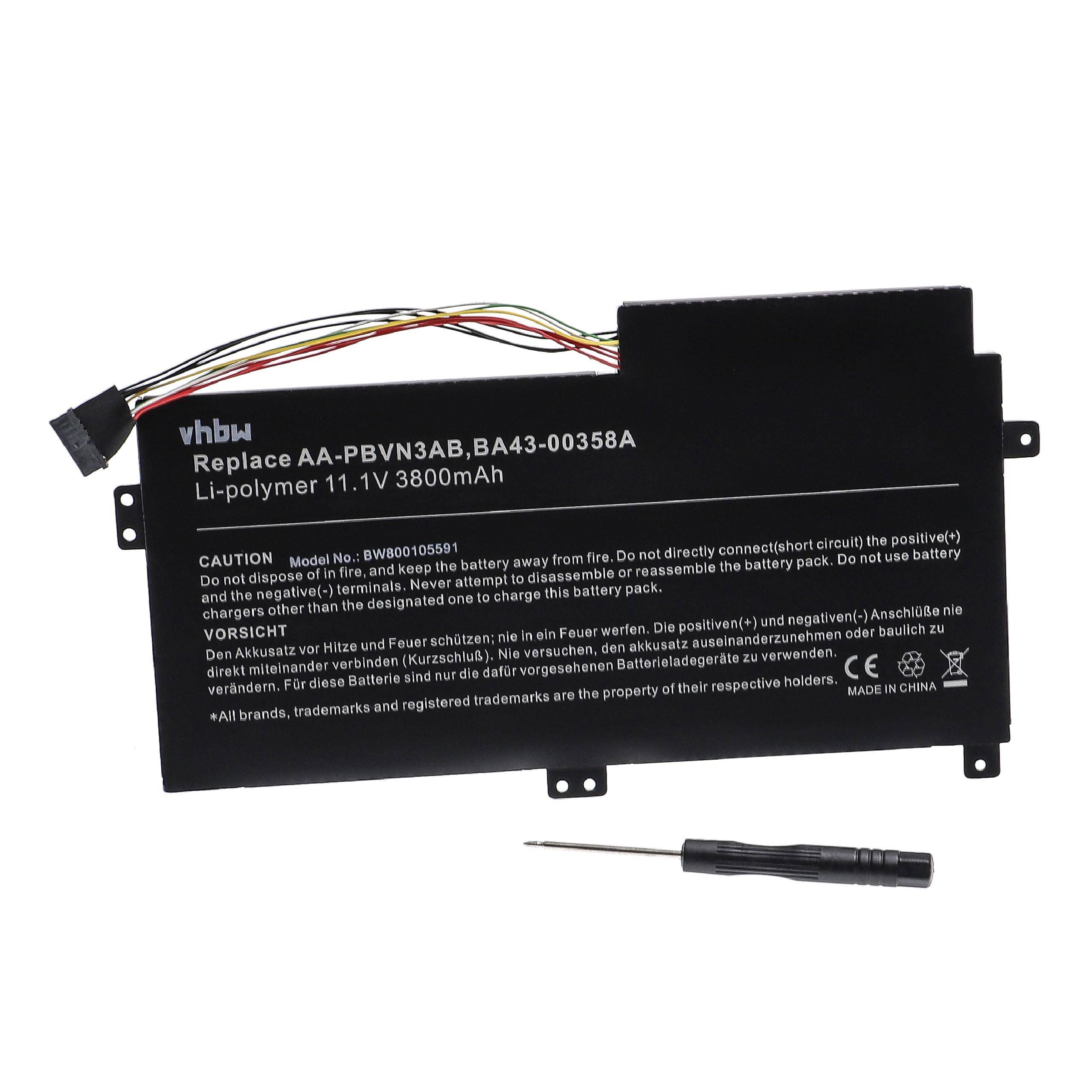vhbw Akku kompatibel mit Samsung NP450R5E, NP450R5E-K01FR, NP450R5E-K01UK, NP370RSE, NP450R4E Notebook (3800 mAh, 10,8 V, Li-Ion)