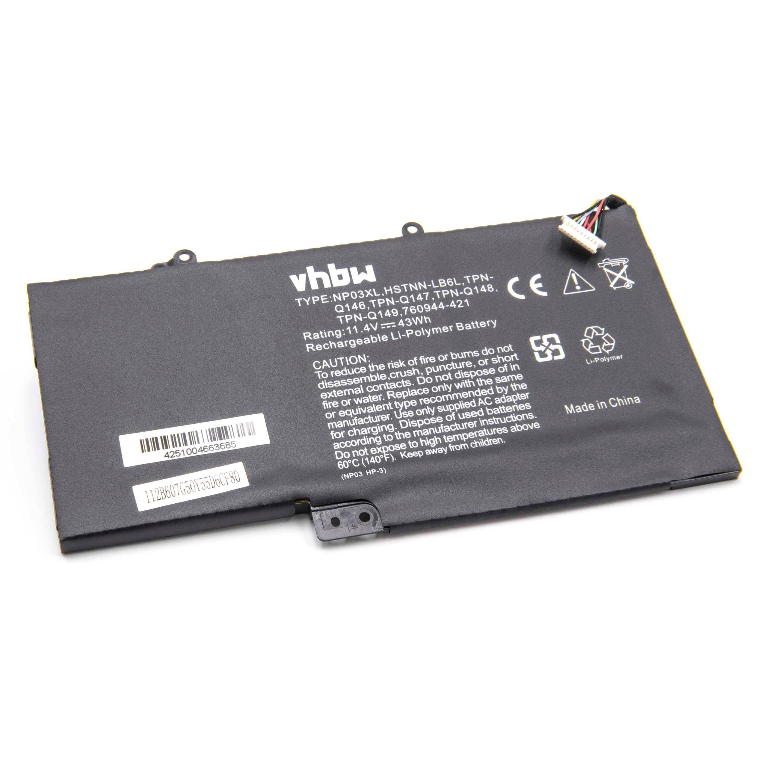 vhbw Akku Ersatz für HP HSTNN-LB6L, NP03XL, TPN-Q146, TPN-Q147, TPN-Q148 für Notebook (3750mAh, 11,1V, Li-Polymer)