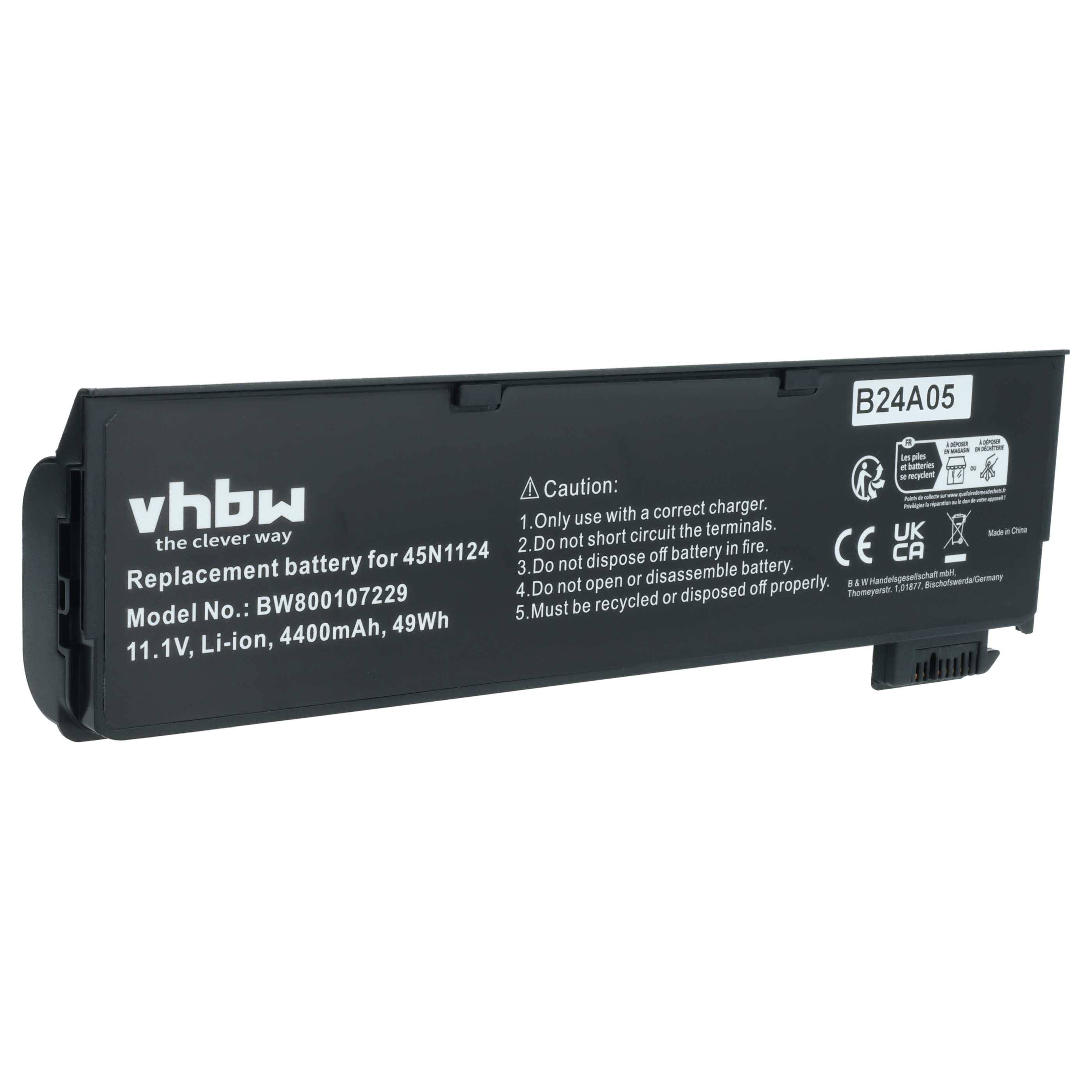 vhbw Akku kompatibel mit Lenovo ThinkPad T460P(20FWA00JCD), T460(20FNA06FCD), T460 20FN002 Notebook (4400 mAh, 11,1 V, Li-Ion)
