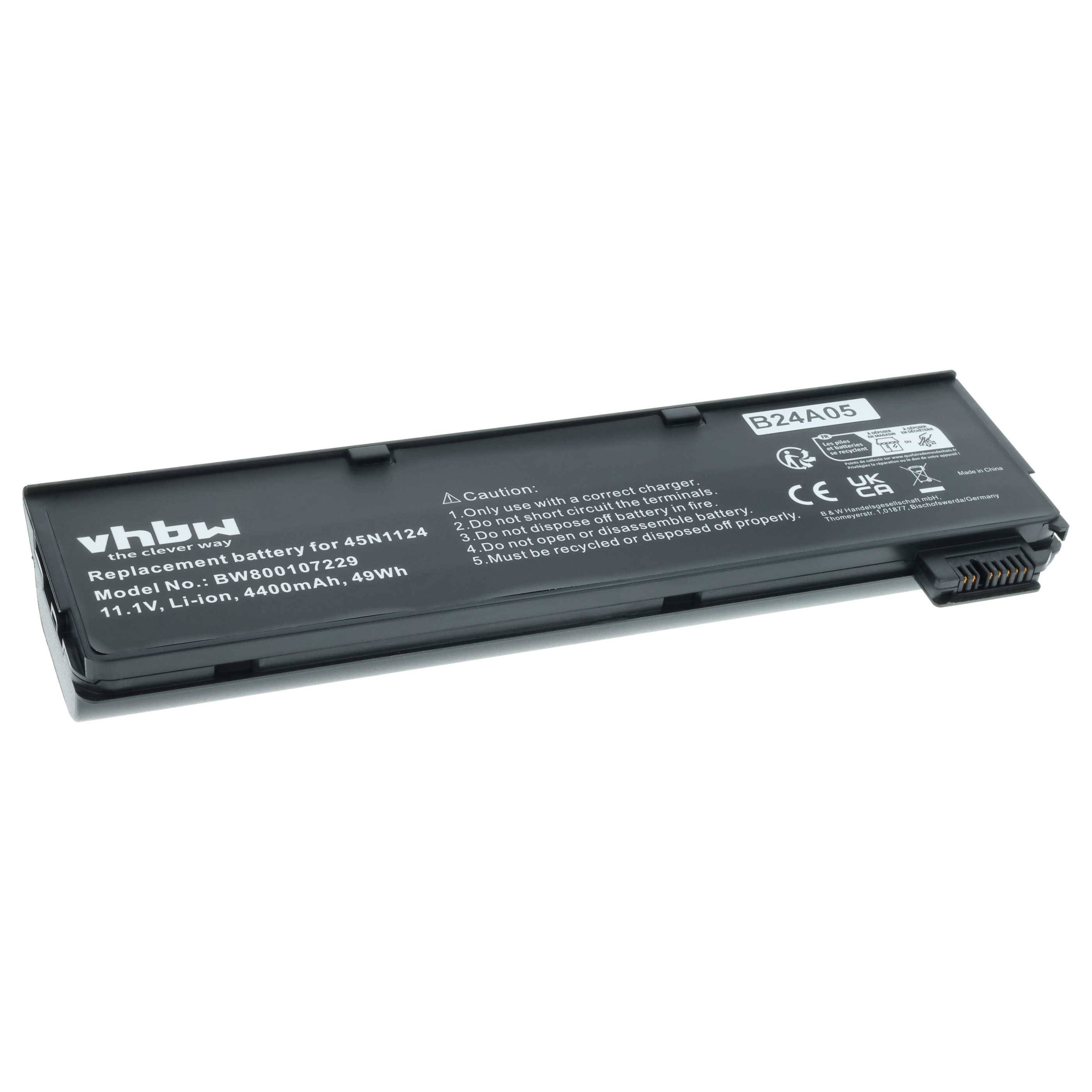 vhbw Akku kompatibel mit Lenovo ThinkPad T450(20BVA03MCD), T450(20BVA03KCD), T450(20BVA02RCD) Notebook (4400 mAh, 11,1 V, Li-Ion)