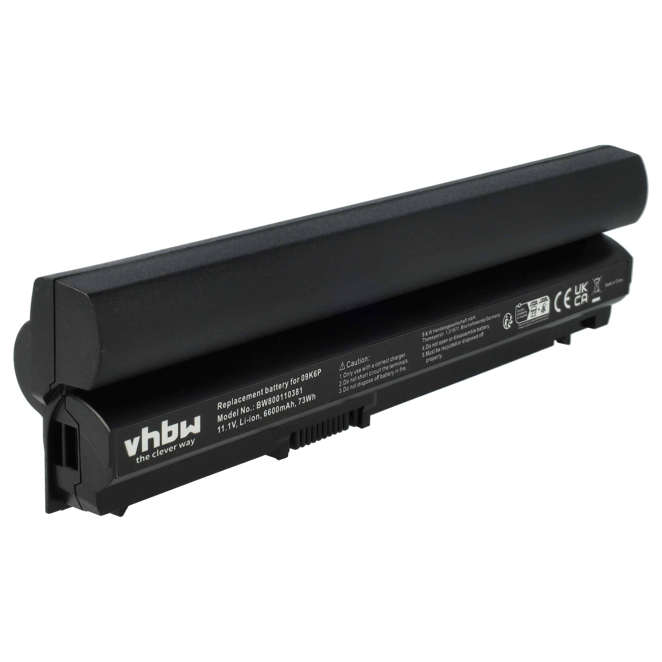 vhbw Akku Ersatz für Dell 09K6P, 312-1446, 312-1381, 312-1241, 312-1239, 11HYV, 0F7W7V für Notebook (6600 mAh, 11,1 V, Li-Ion)