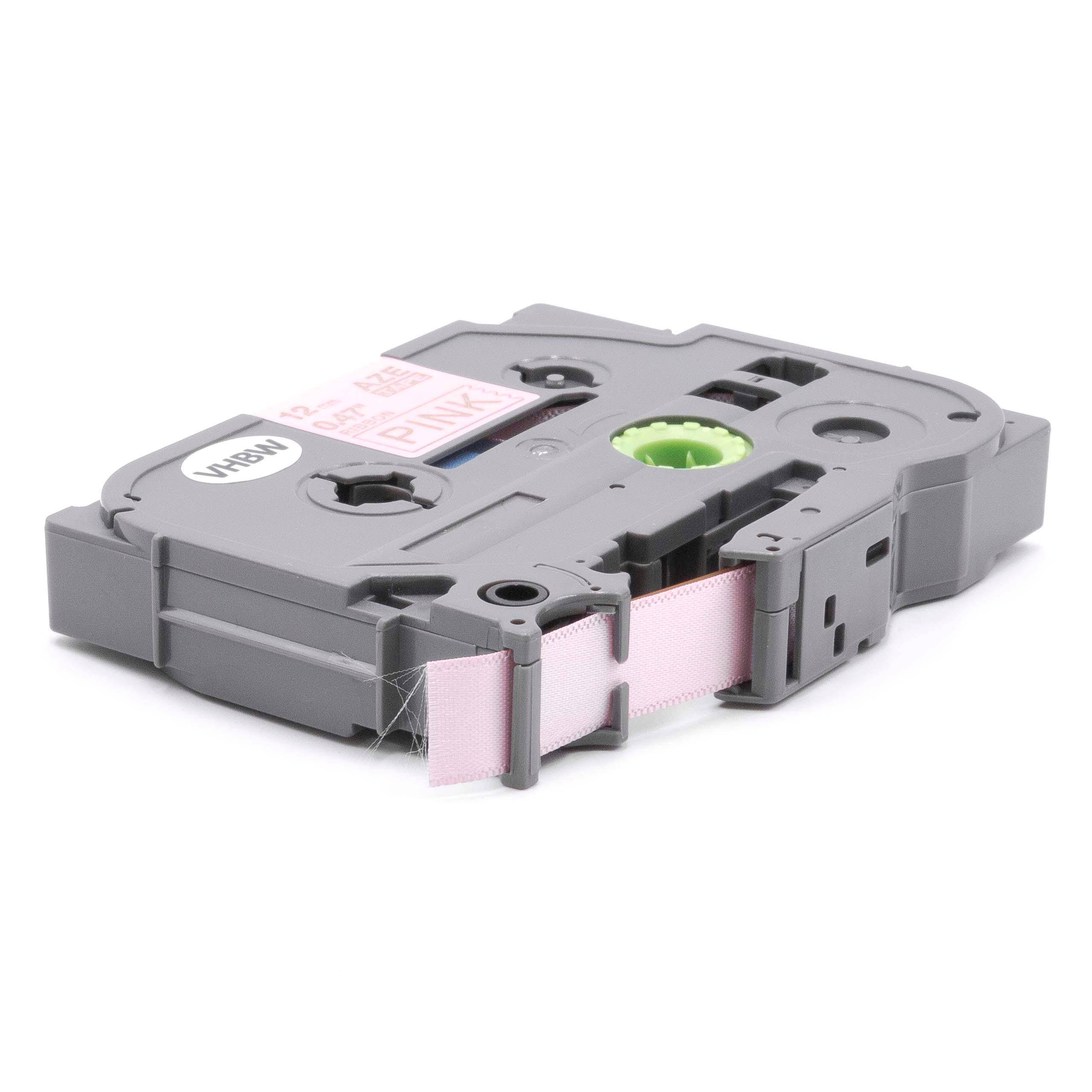 vhbw Schriftband Kassette Textil kompatibel mit Brother P-Touch 1950, 1950VP, 1960, 2030, 2030AD Etiketten-Drucker 12mm gold auf rosa