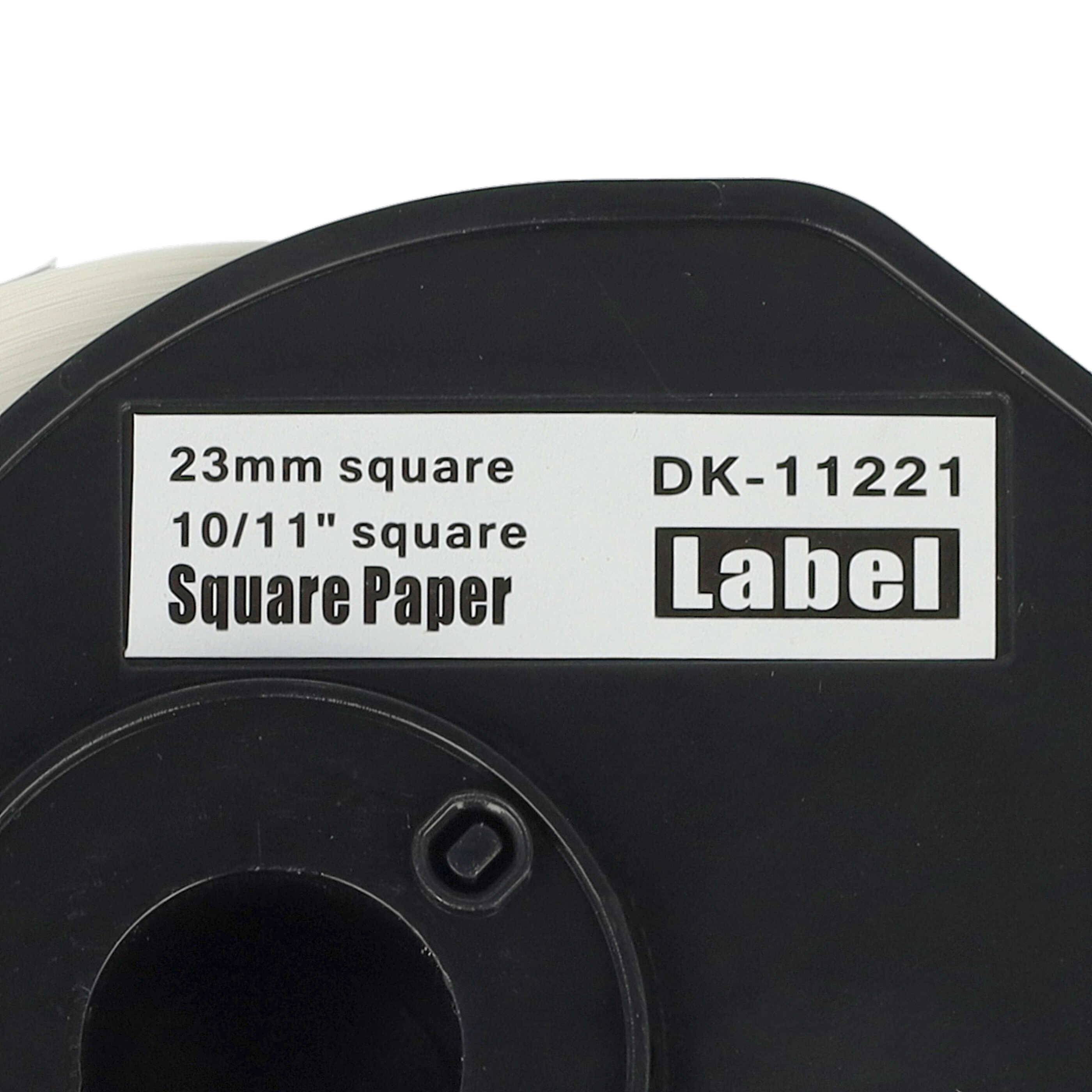 vhbw 10x Etiketten-Rolle mit Halter 23mm x 23mm (1000 Etiketten) kompatibel mit Brother PT QL500BS Etiketten-Drucker - Premium Weiß