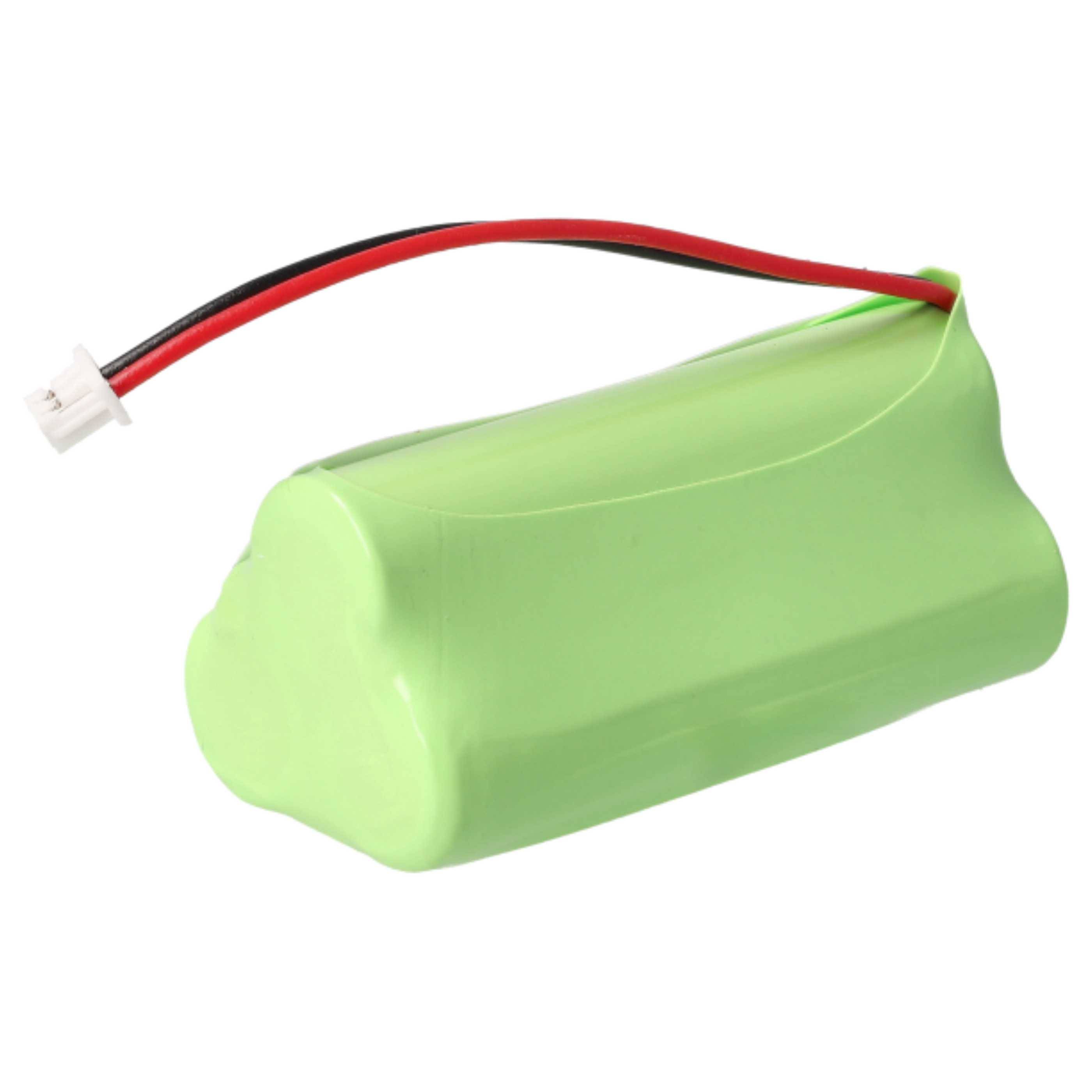 Ein grünes Batteriepak mit schwarzen und roten Drähten, die sich an einem Ende erstrecken, wird häufig in elektronischen Geräten zur Stromversorgung verwendet.