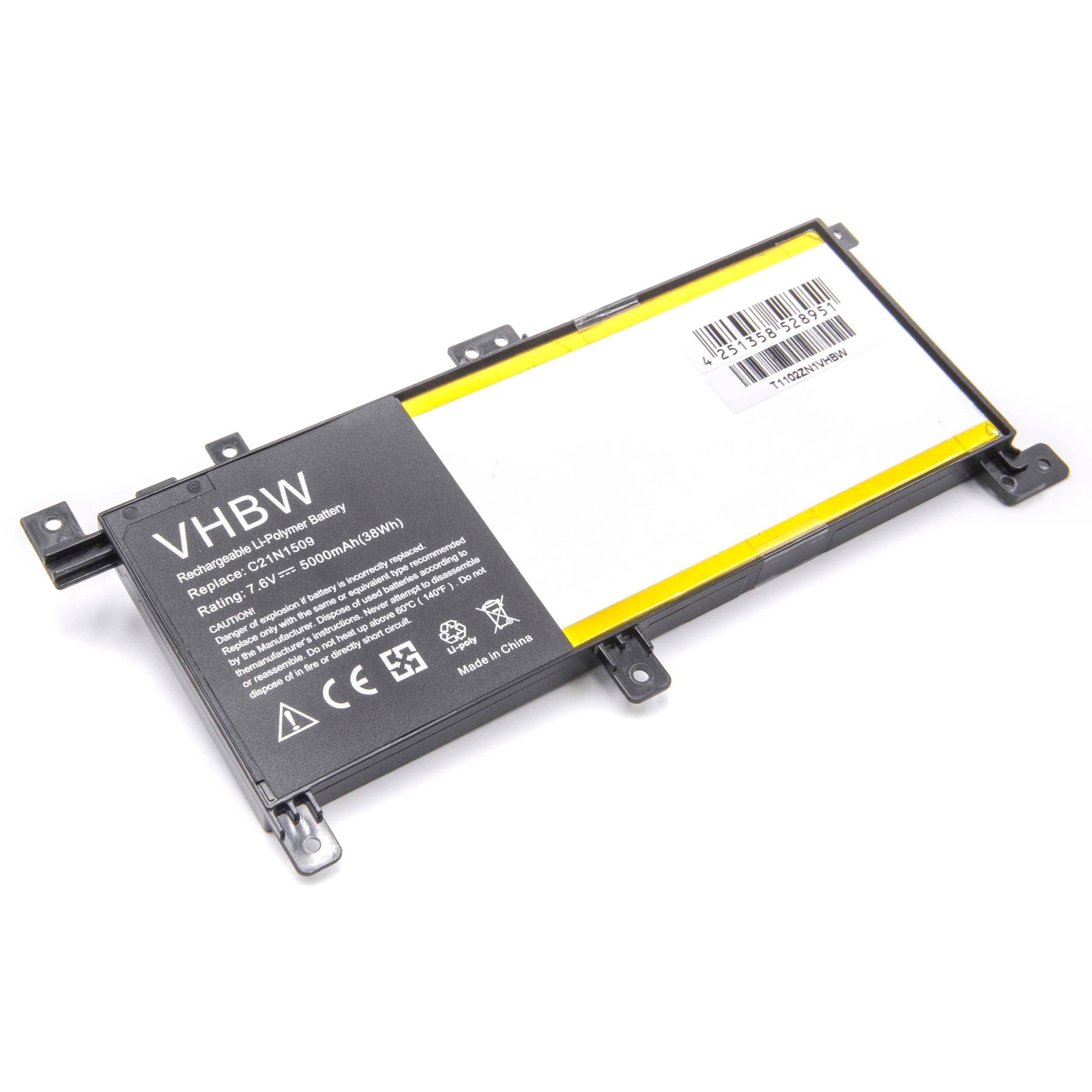 vhbw Akku kompatibel mit Asus X556UV, X556UV-1A, X556UV-1C, X556UV-3F, X556UV-XO007T Notebook (5000mAh, 7,6V, Li-Polymer)