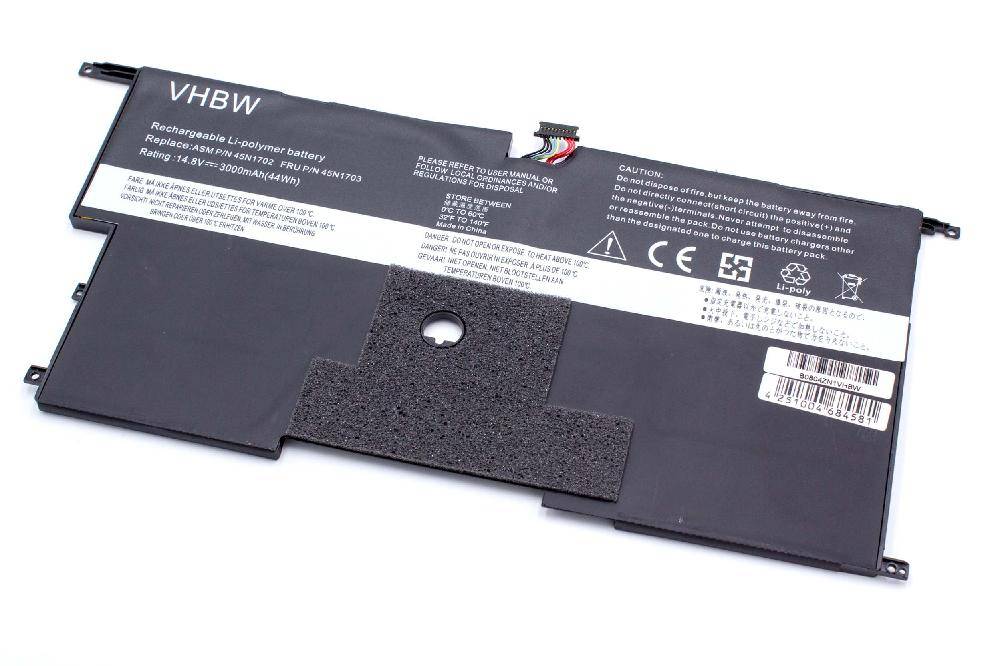 vhbw Akku kompatibel mit Lenovo Thinkpad X1 Carbon 20BT-T003NAU, 20BT-T003MAU, 20BT-T003LAU Notebook (3000 mAh, 14,8 V, Li-Polymer)