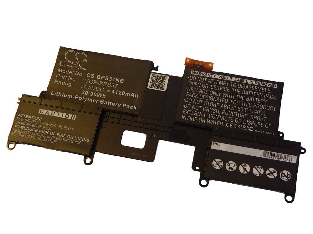 vhbw Akku kompatibel mit Sony Vaio SVP1321M2R, SVP1321M4R, SVP1321M8E, SVP1321M9E Notebook (4120mAh, 7,5V, Li-Polymer)