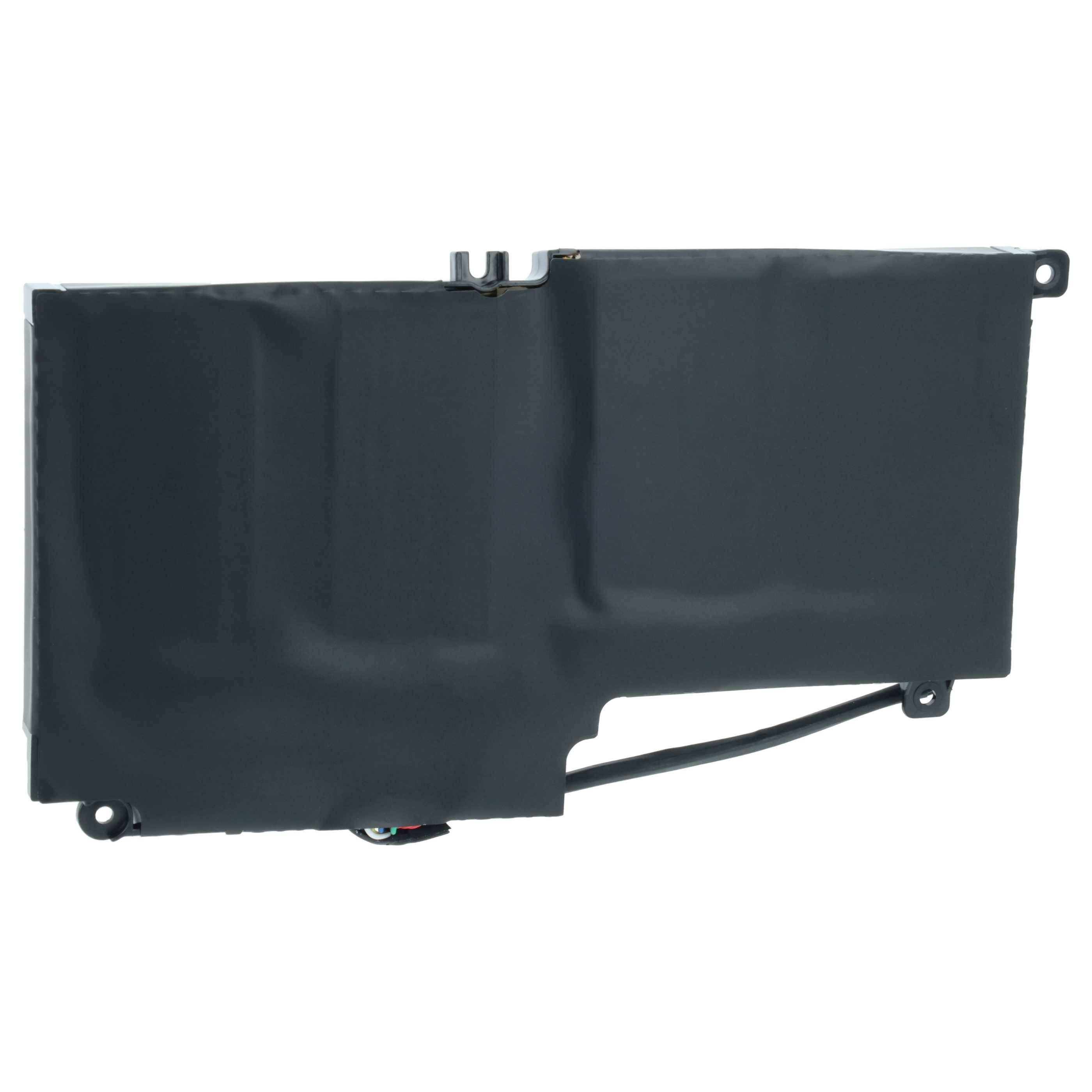 Ein schwarzer Laptop-Akku mit rechteckiger Form und Verbindungskabel, konzipiert für die interne Installation in einem Gerät.