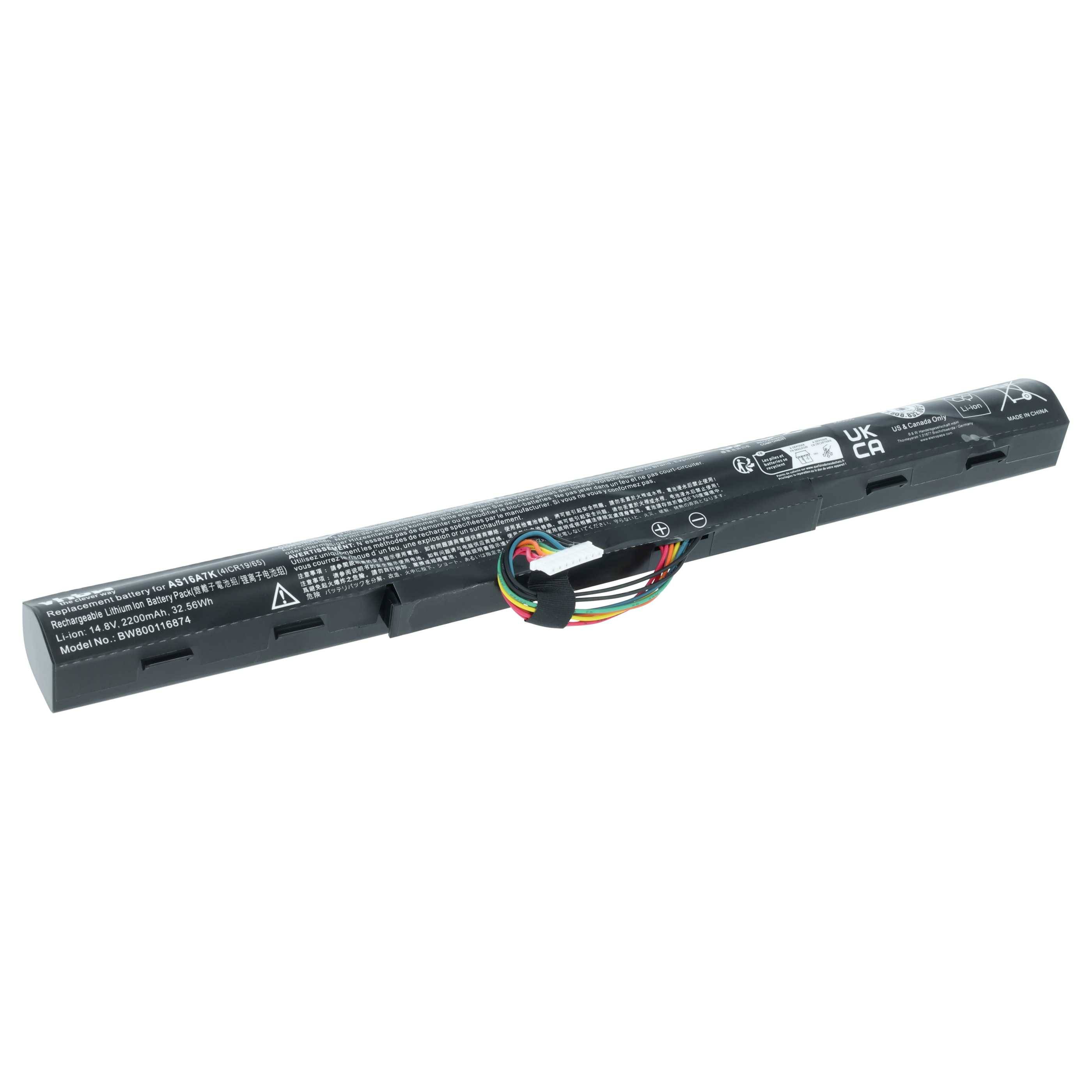 „Ein Laptop-Akku mit gedruckten Spezifikationen und einem mehrfarbigen Steckverbinder in der Mitte.
