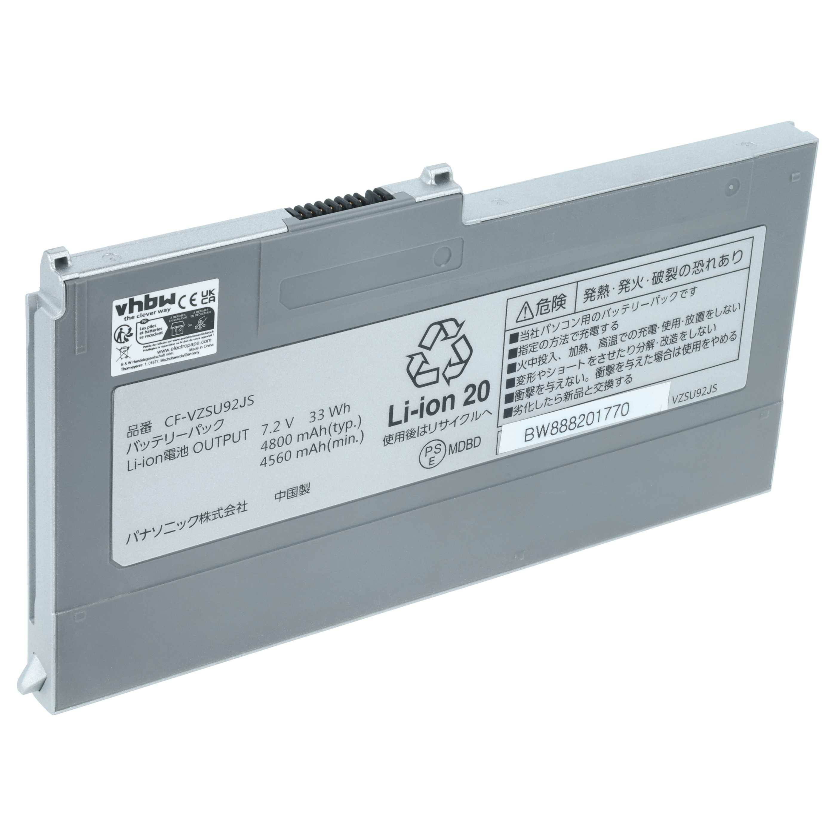 vhbw 1x Akku kompatibel mit Panasonic Toughbook CF-MX3, CF-MX4, CF-MX5 Notebook (4400 mAh, 7,2 V, Li-Ion)