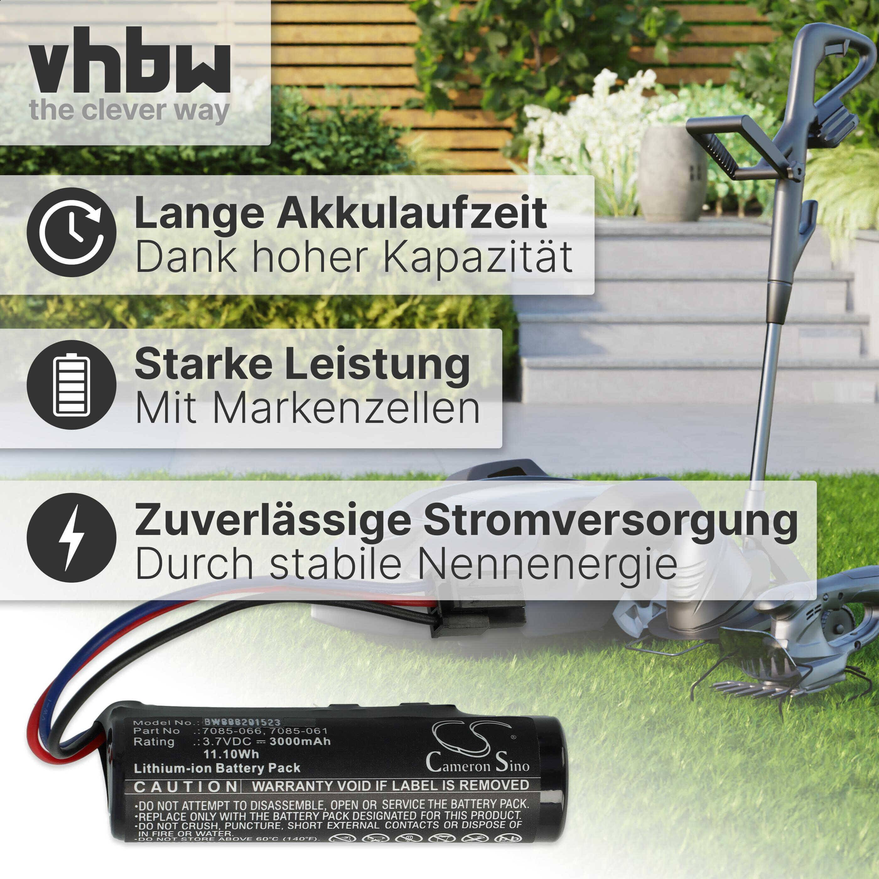 vhbw Akku Ersatz für Wolf Garten 7085-061, 7085-066 für Rasenmäher (3000mAh, 3,7V, Li-Ion)